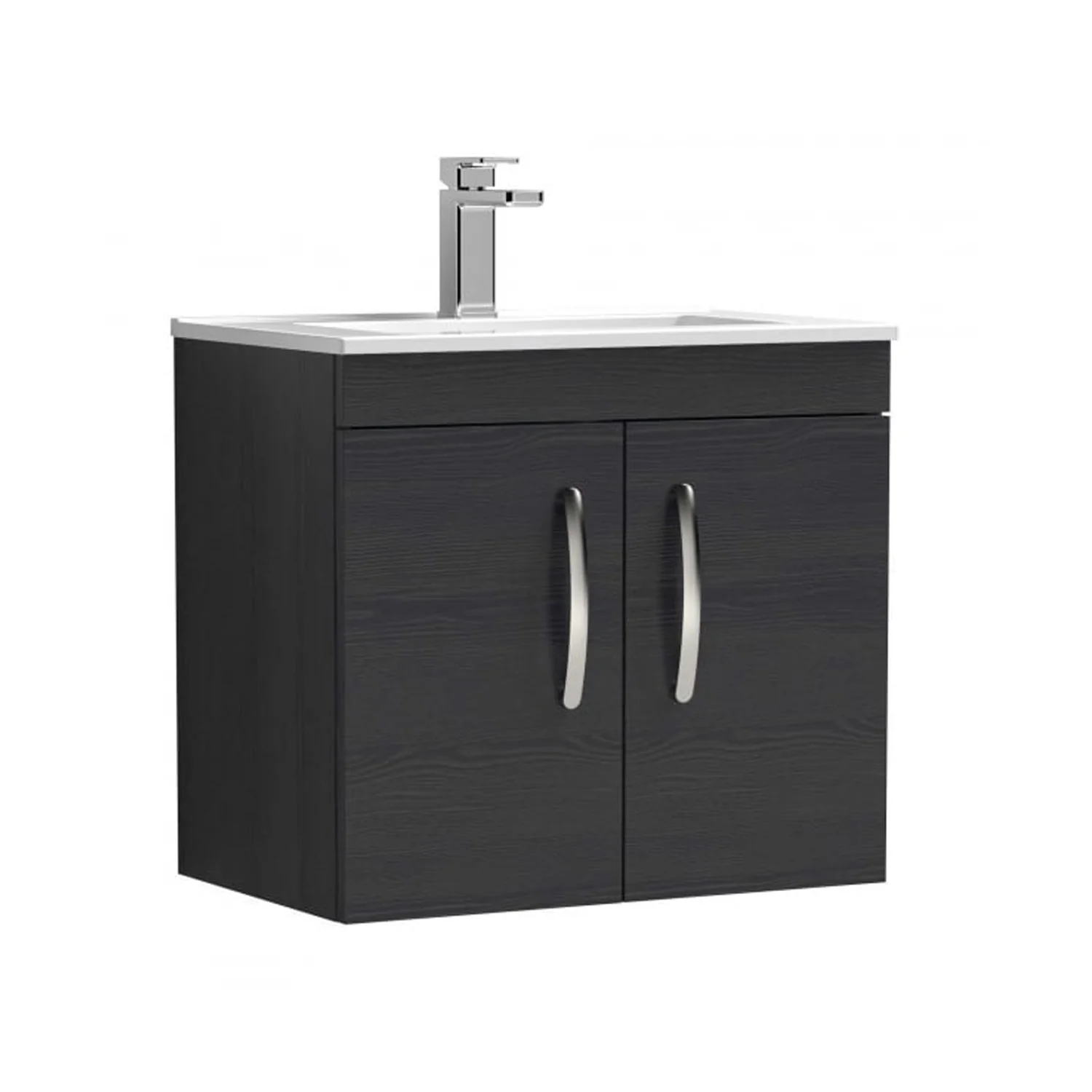Mantello 600 Wall Hung 2-Door Basin Vanity Unit - Charcoal Black