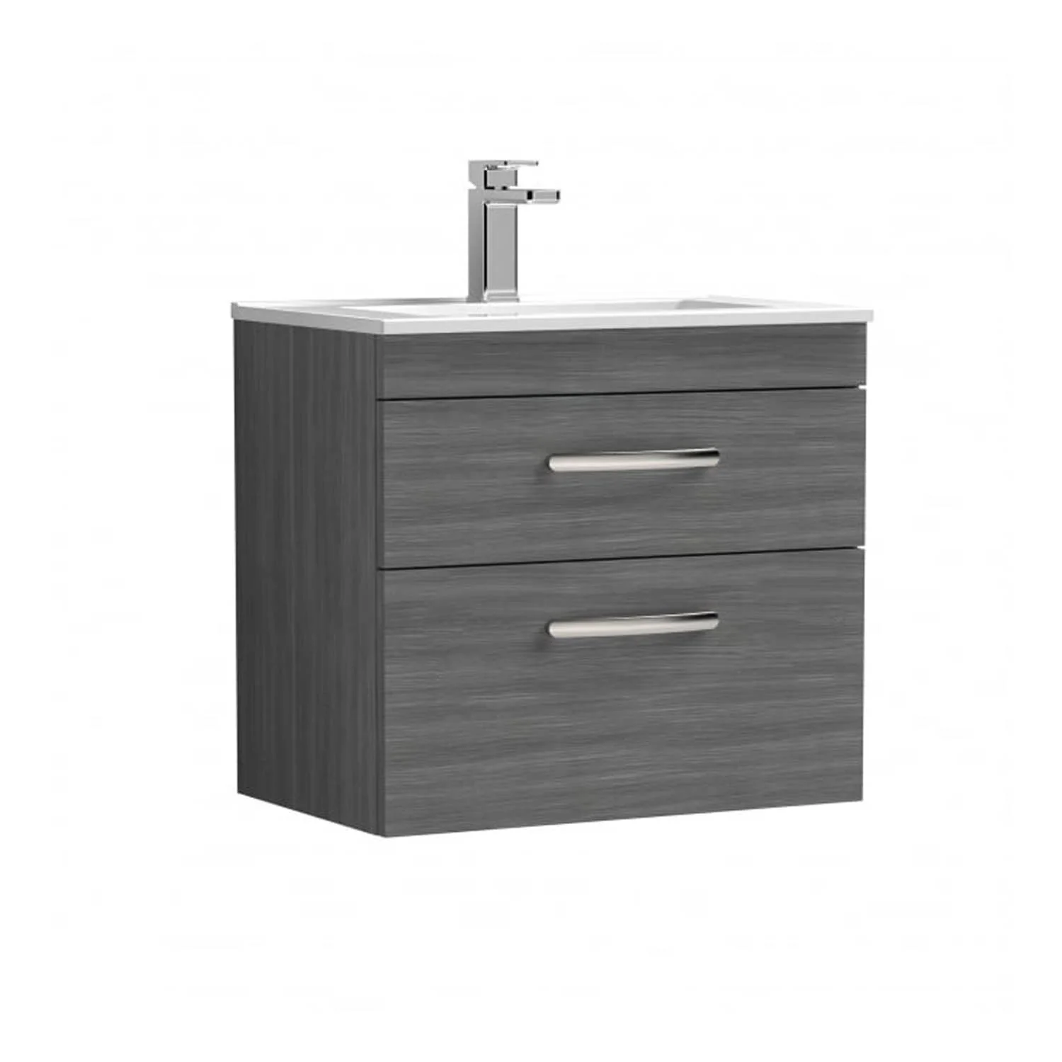 Mantello 600 Wall Hung 2-Drawer Vanity Unit with Basin - Anthracite Woodgrain