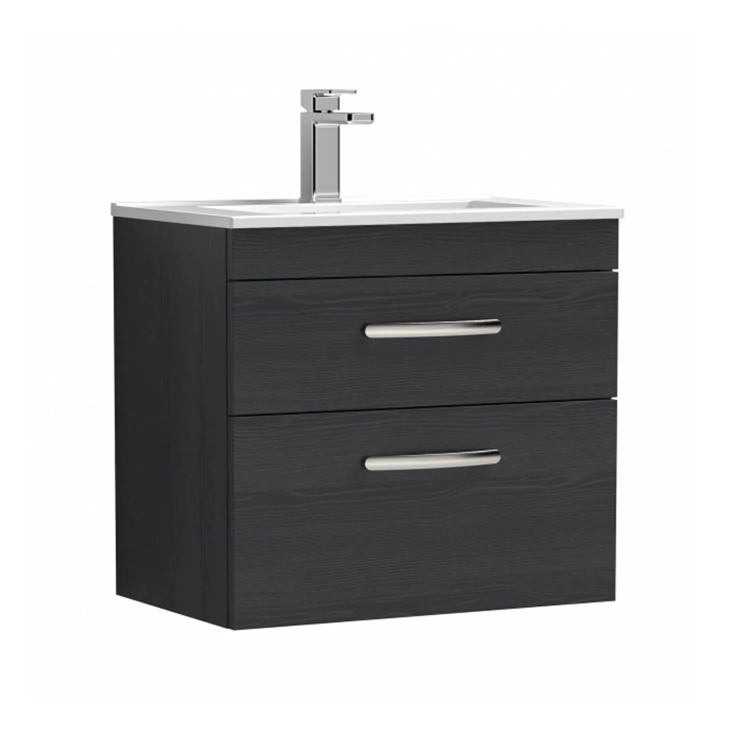 Mantello 600 Wall Hung 2-Drawer Vanity Unit with Basin - Charcoal Black