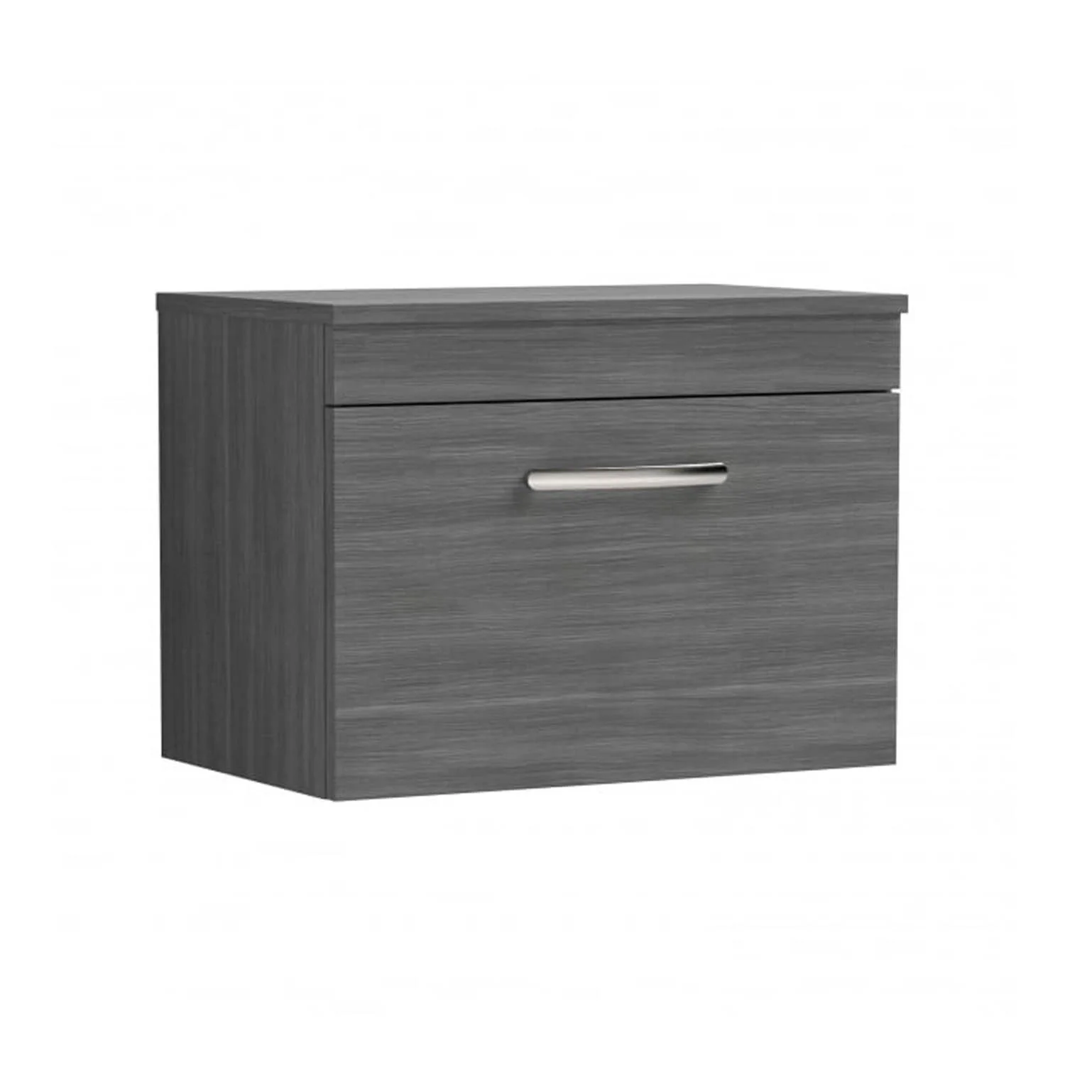 Mantello 600mm Wall Hung 1-Drawer Countertop Vanity Unit - Anthracite Woodgrain