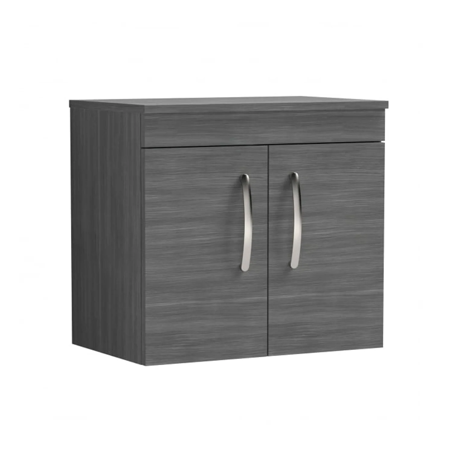 Mantello 600mm Wall Hung 2-Door Countertop Vanity Unit - Anthracite Woodgrain