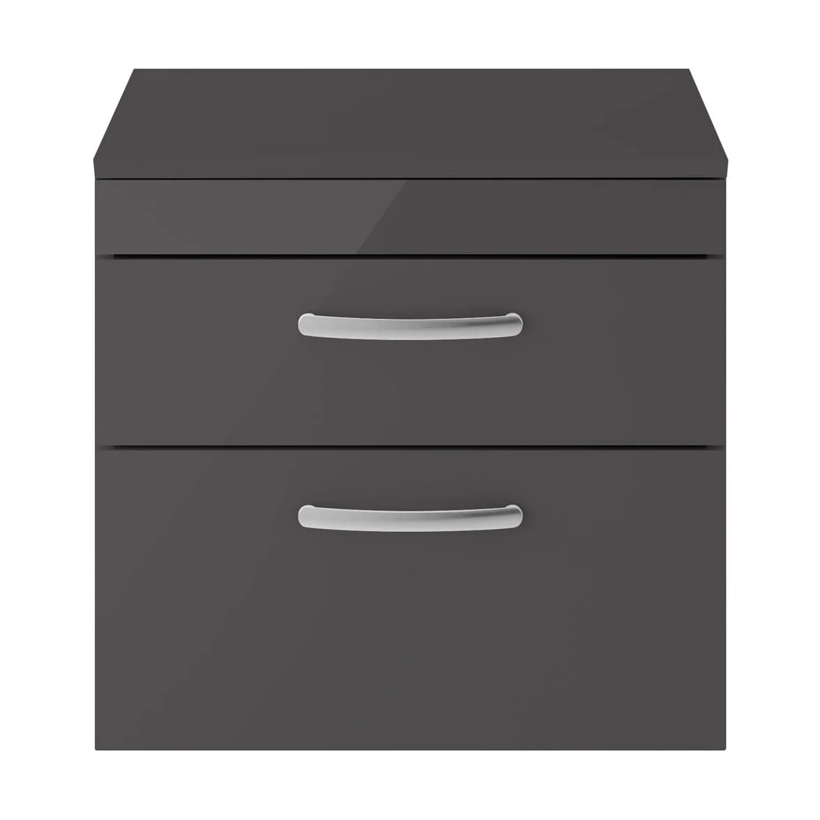 Mantello 600mm Wall Hung 2-Drawer Countertop Vanity Unit - Gloss Grey