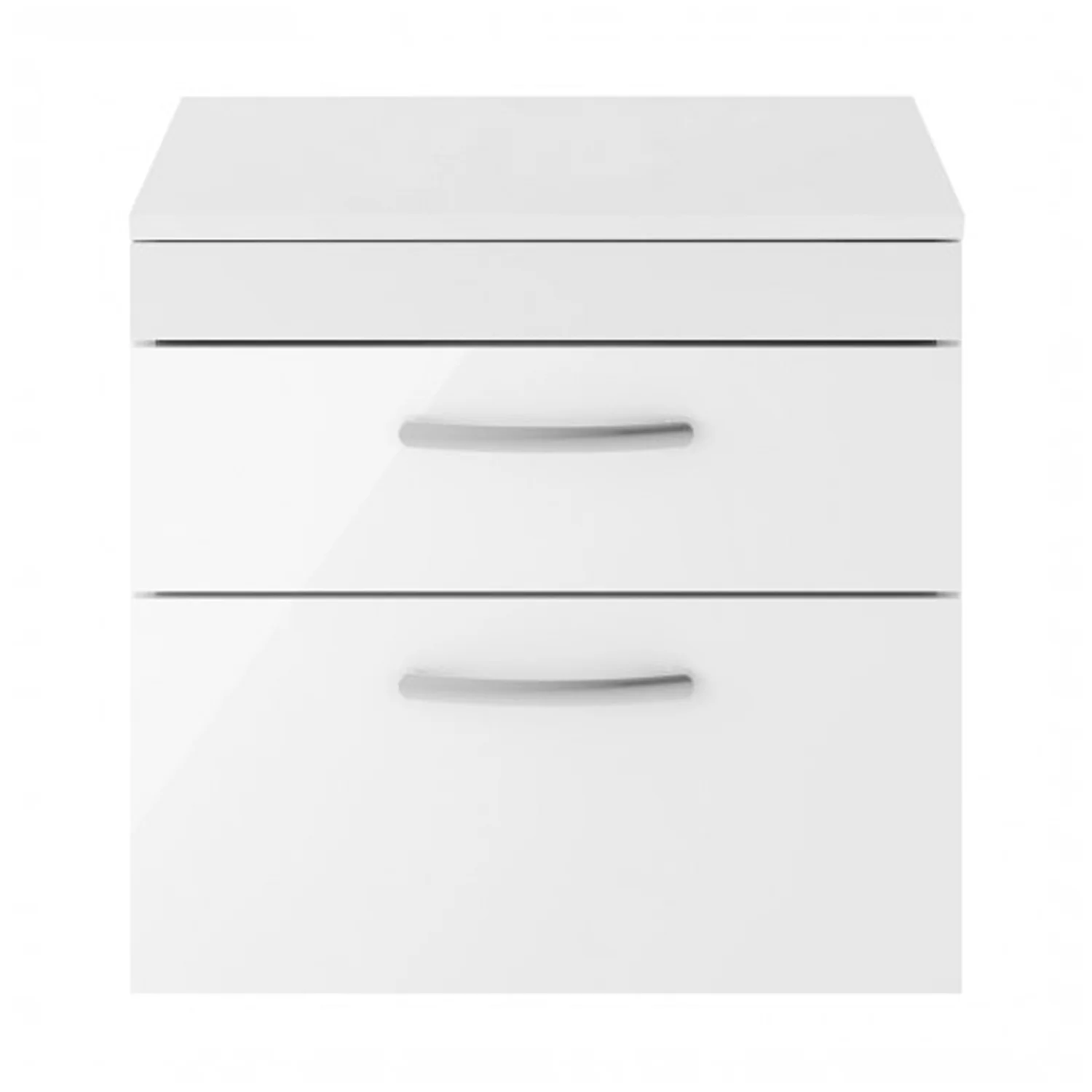 Mantello 600mm Wall Hung 2-Drawer Countertop Vanity Unit - Gloss White