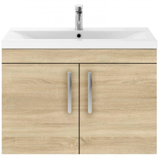 Mantello 800 Wall Hung 2-Door Basin Vanity Unit - Natural Oak