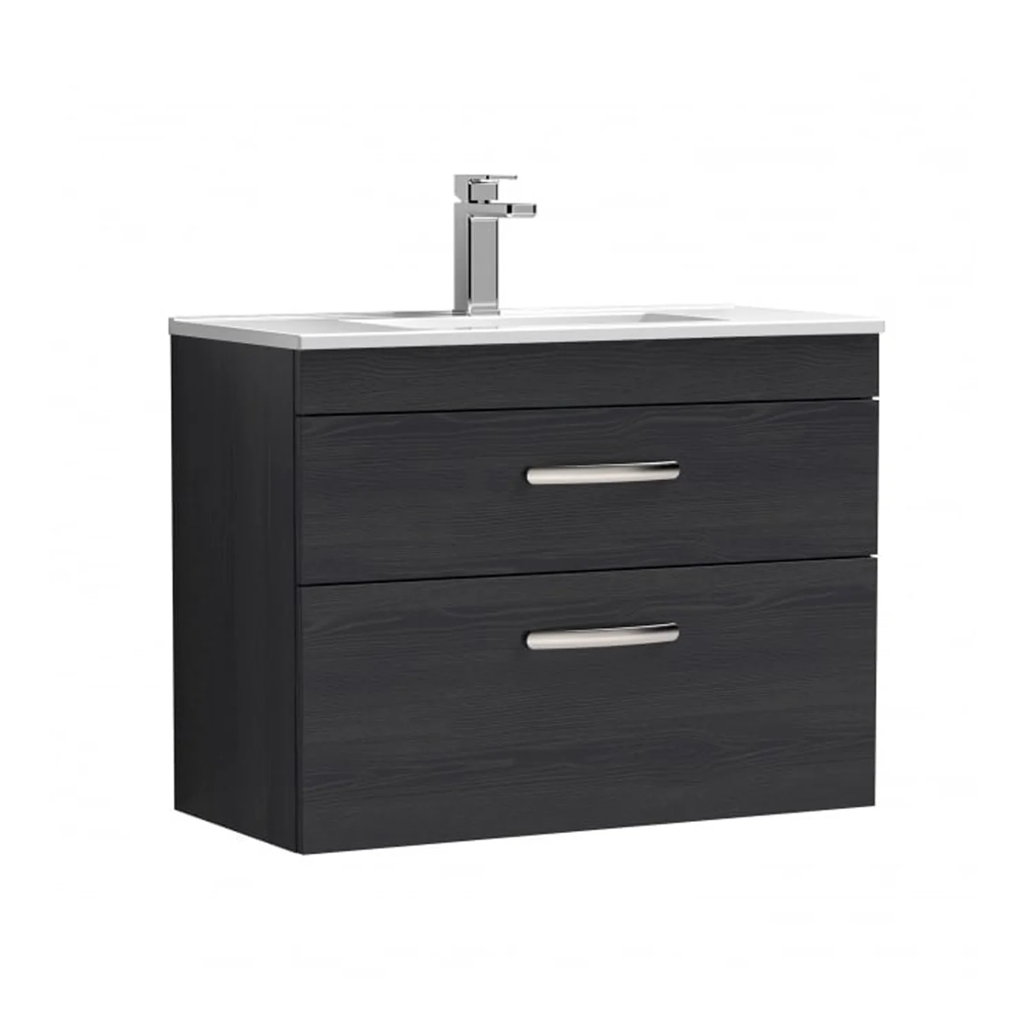 Mantello 800 Wall Hung 2-Drawer Basin Vanity Unit- Charcoal Black