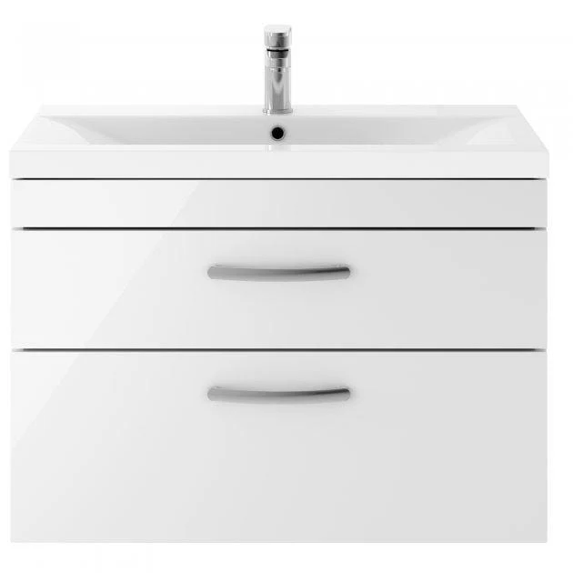 Mantello 800 Wall Hung 2-Drawer Basin Vanity Unit- White