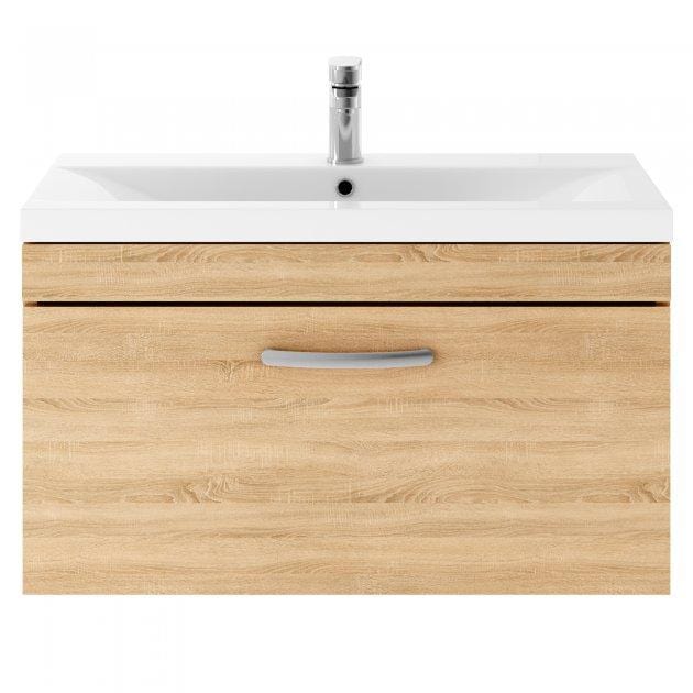 Mantello 800 Wall Hung Single Drawer Basin Vanity Unit Basin - Natural Oak