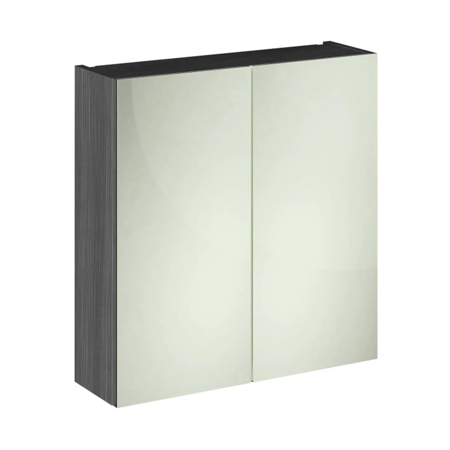 Mantello 800mm Double Door Mirrored Bathroom Cabinet - Anthracite Woodgrain