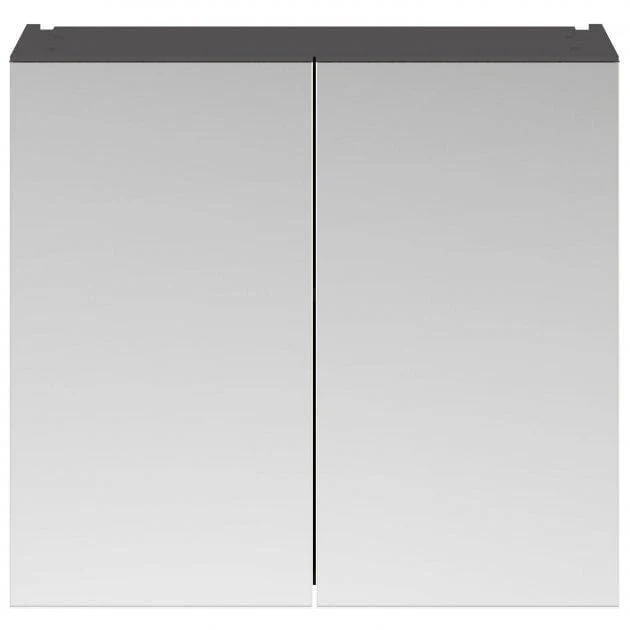 Mantello 800mm Double Door Mirrored Bathroom Cabinet - Gloss Grey