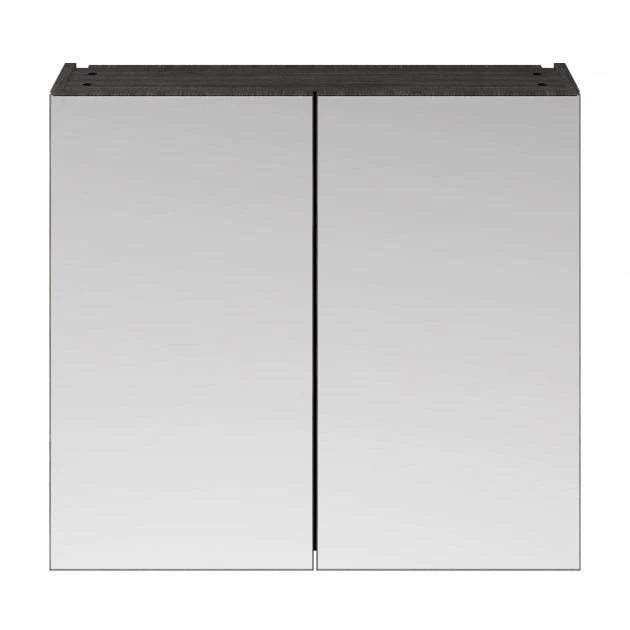 Mantello 800mm Double Door Mirrored Bathroom Cabinet - Charcoal Black
