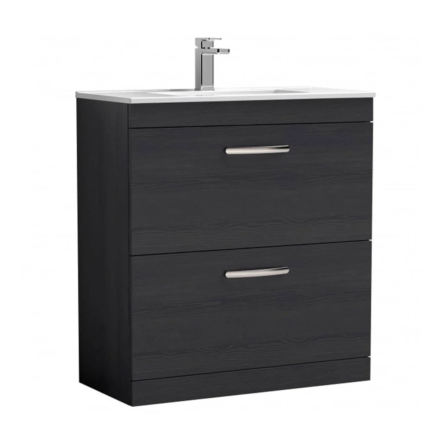 Mantello 800mm Floor Standing 2-Drawer Basin Vanity Unit - Charcoal Black