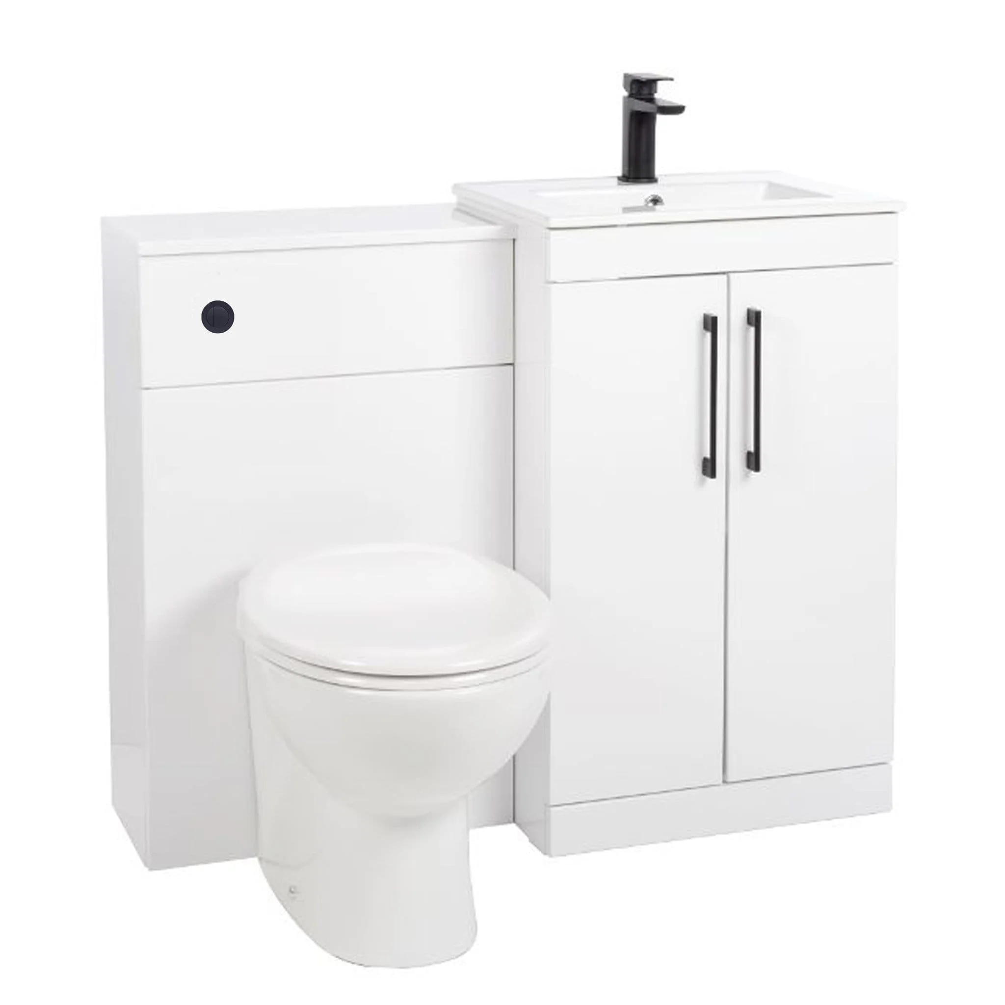 Mantello Black 1100mm Vanity & WC Set with Round Pan - White
