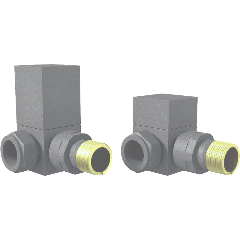 Manual Radiator Valve Square (Pair) | Corner - RAL7012