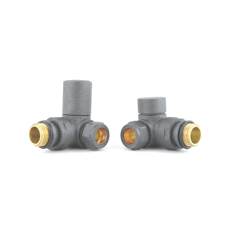 Manual Radiator Valve Round (Pair) | Corner - RAL7012