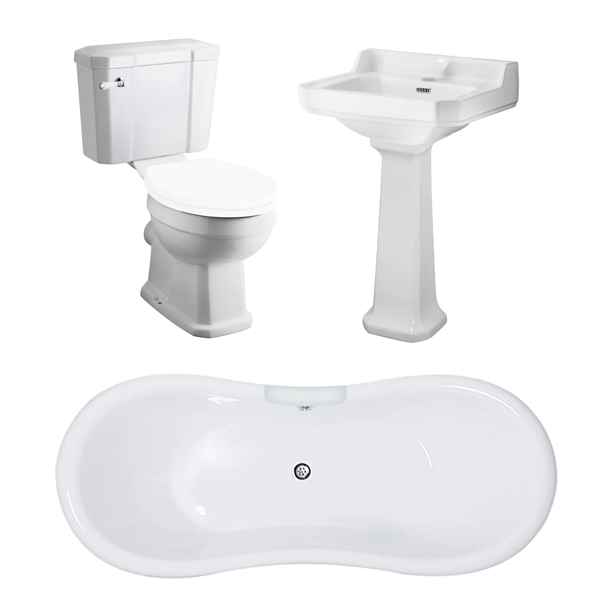 Marlow Traditional Freestanding Roll Top Bathroom Suite with Basin Pedestal - Image 2