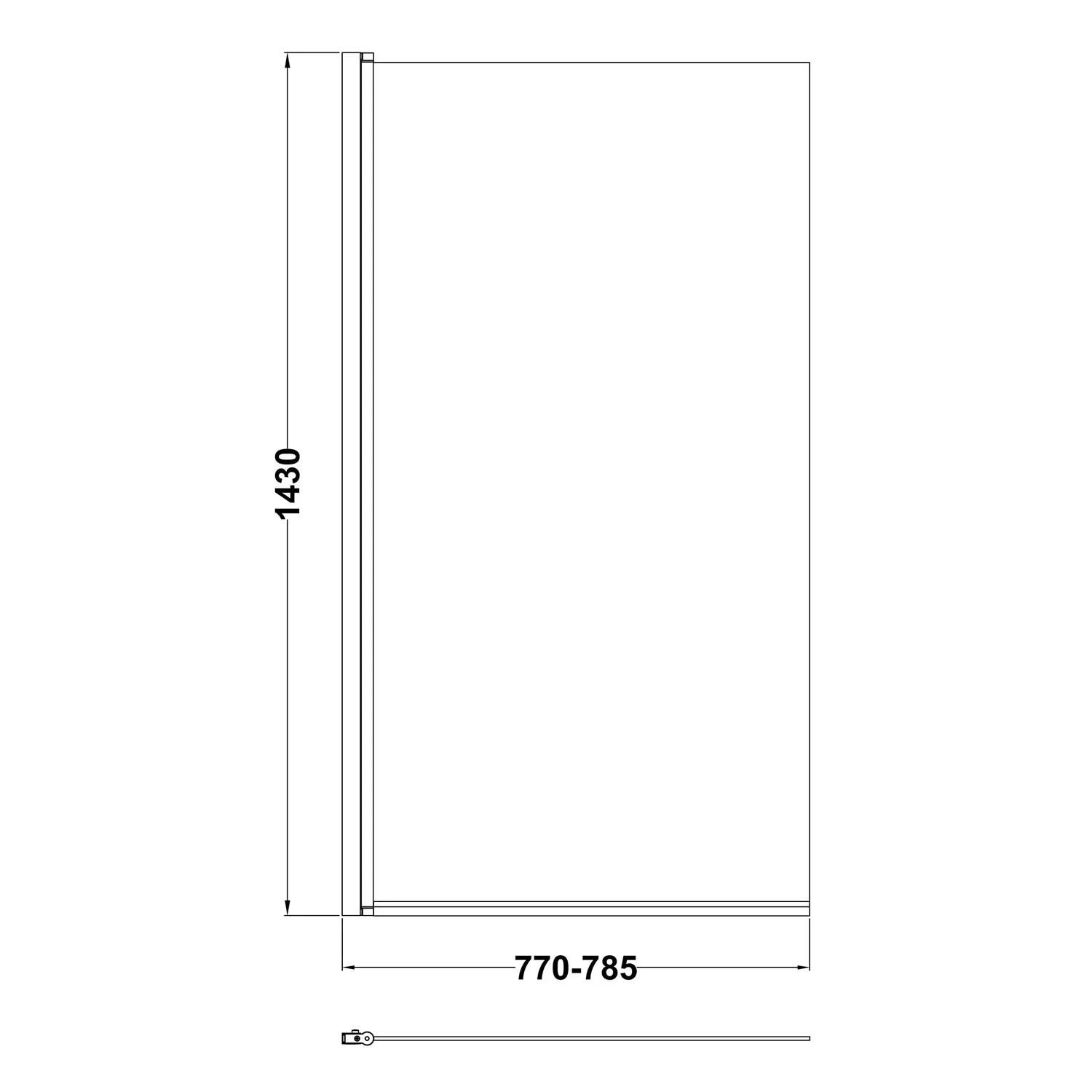 Matt Black 1400mm Square Bath Screen - Image 3