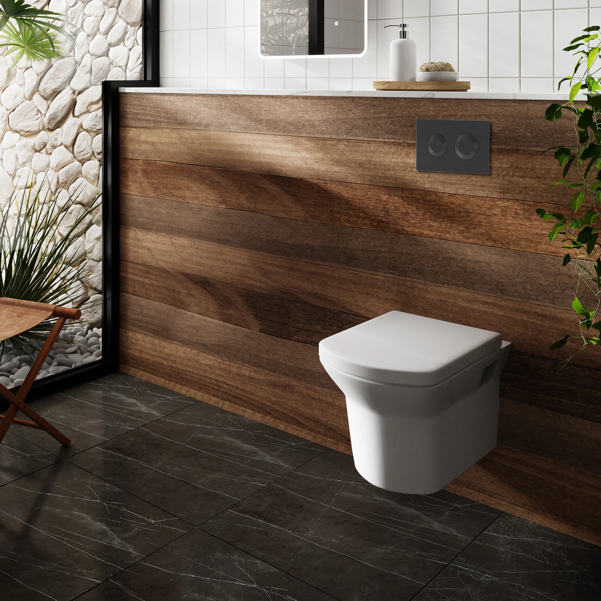 Maya Concealed Cistern Frames Wall Hung Pan with Soft Close Seat - Round Plate - Image 4