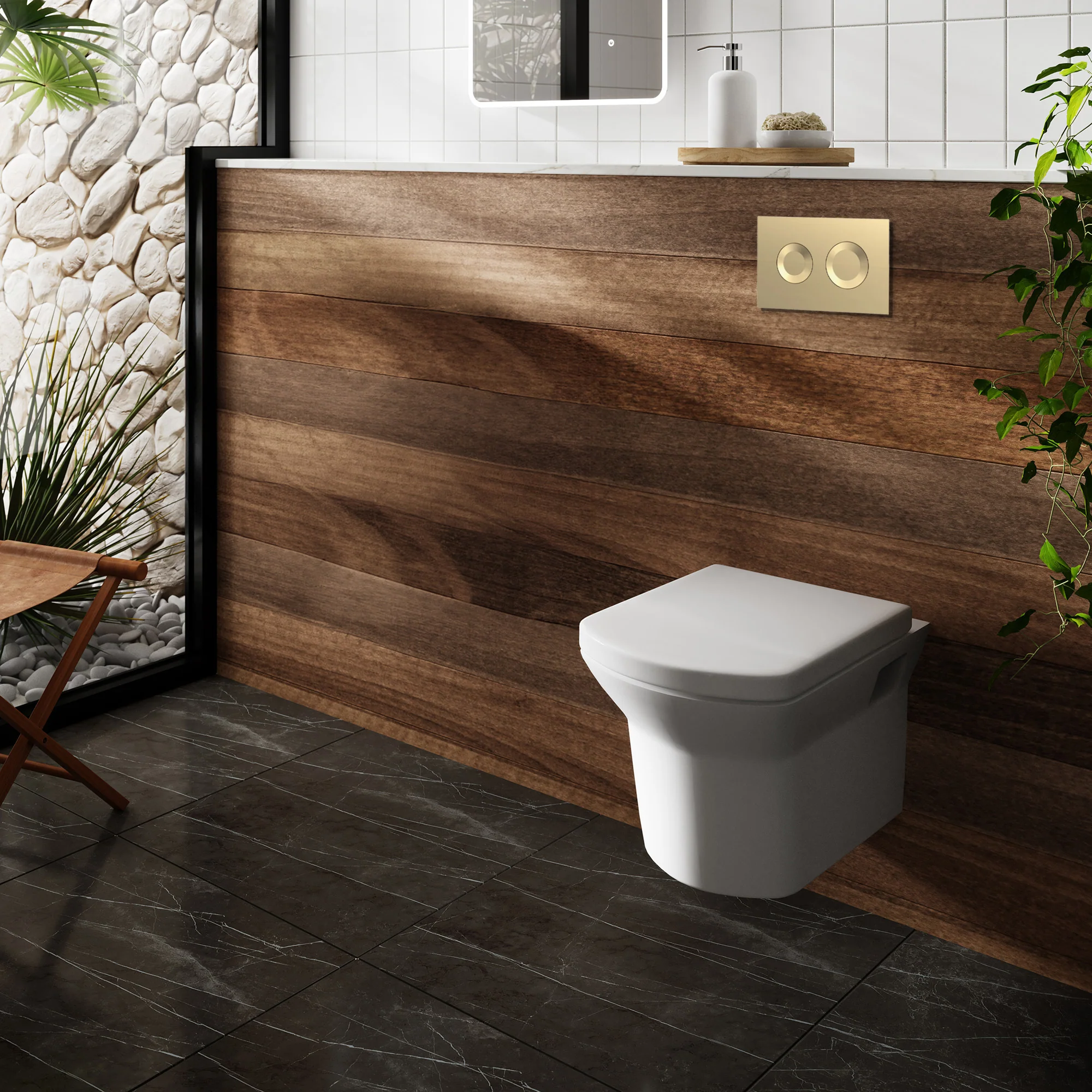 Maya Concealed Cistern Frames Wall Hung Pan with Soft Close Seat - Round Plate - Image 5