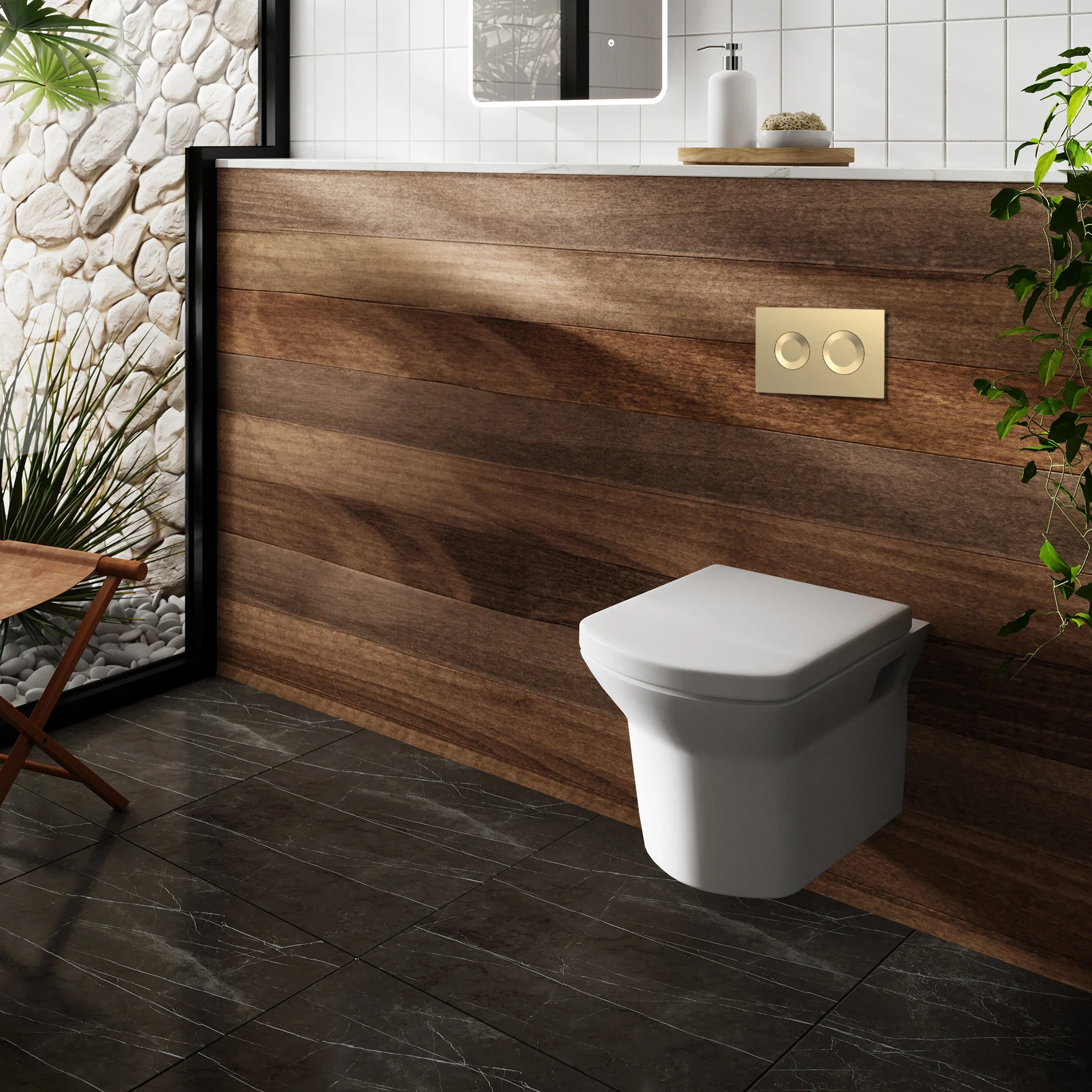 Maya Mid-Height Concealed Cistern Frames Wall Hung Pan with Soft Close Seat - Round Plate - Image 5
