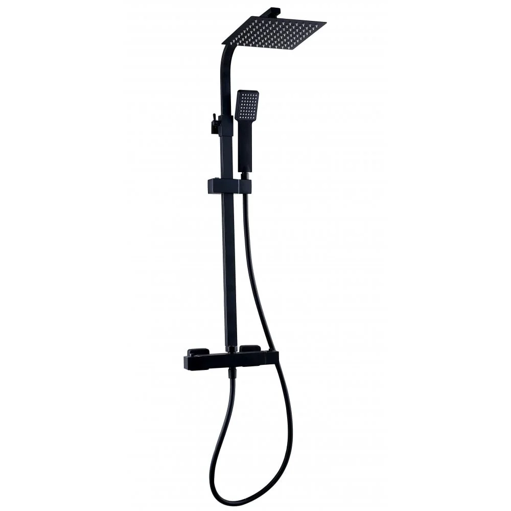 Mayford 1800 L Shaped Matt Black Complete 500 Vanity Bathroom Suite - Gloss Mid Grey - Image 8