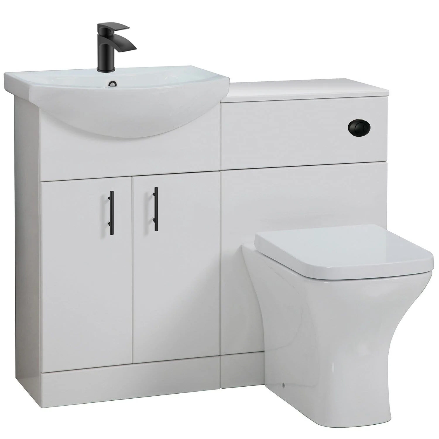 Mayford Complete Matt Black 1500 P Shaped Shower Bathroom Suite - Image 4