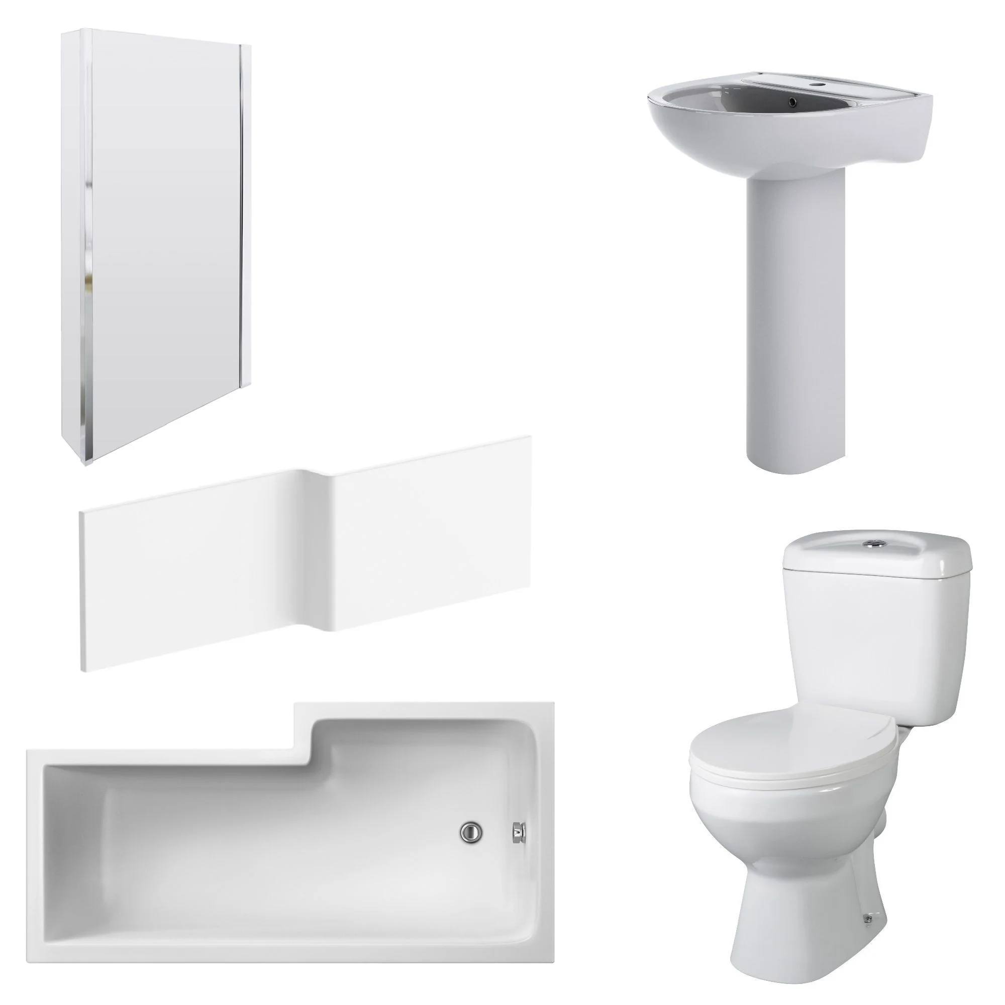 Melbourne 1800mm L Shape Shower Bathroom Suite - Image 2