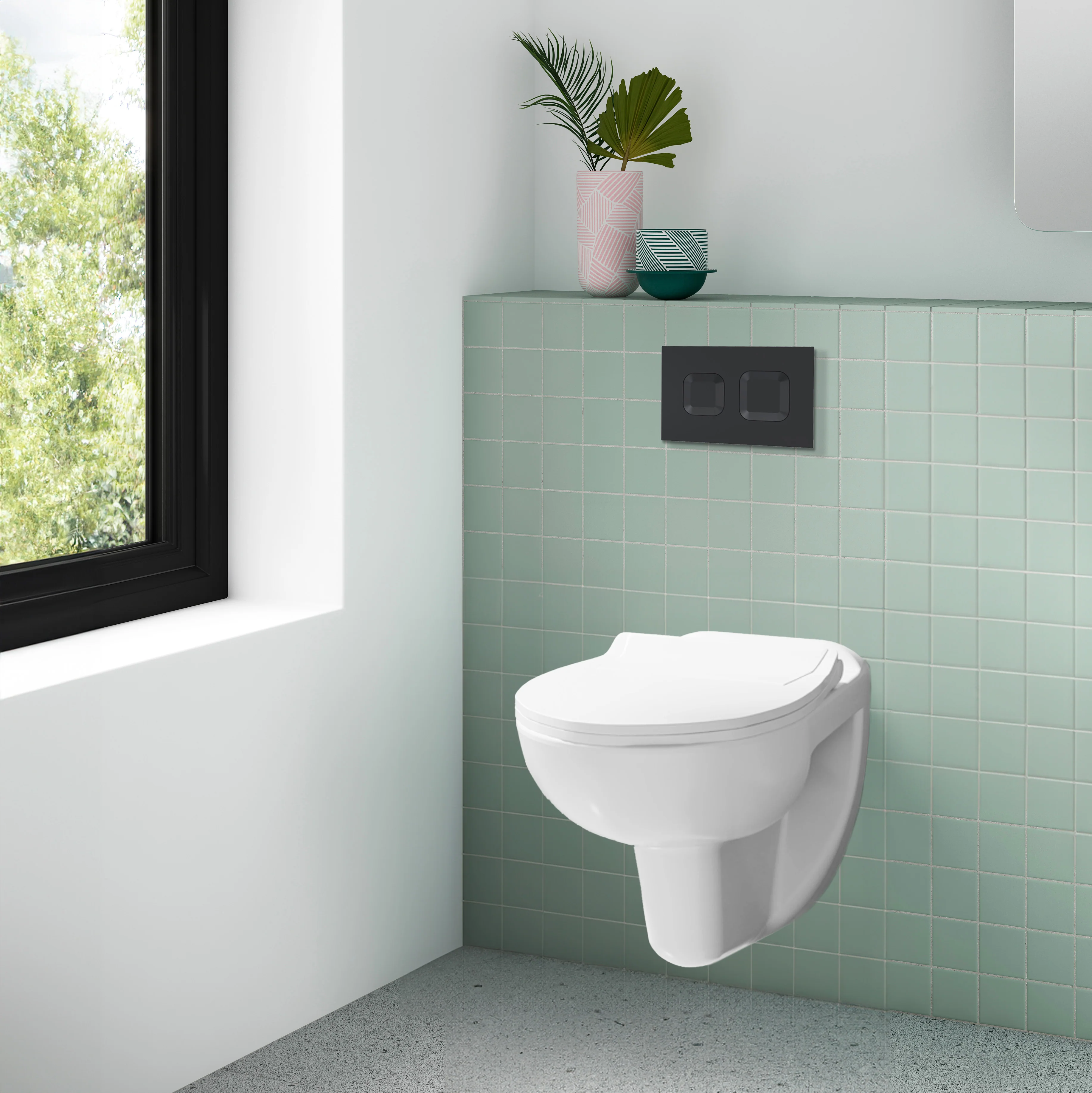Melbourne Concealed Cistern Frames Wall Hung Pan - Square Plate - Image 4