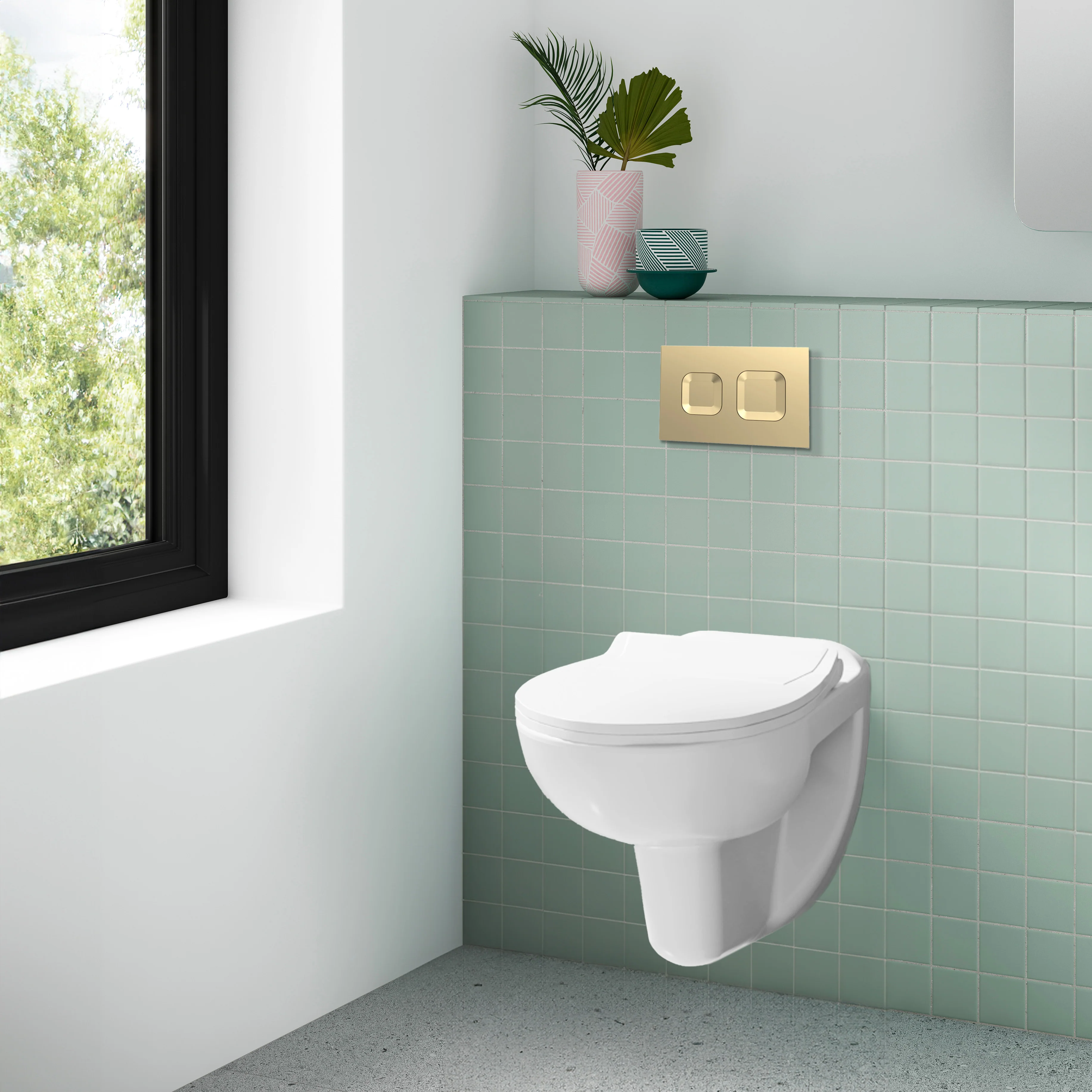 Melbourne Concealed Cistern Frames Wall Hung Pan - Square Plate - Image 5