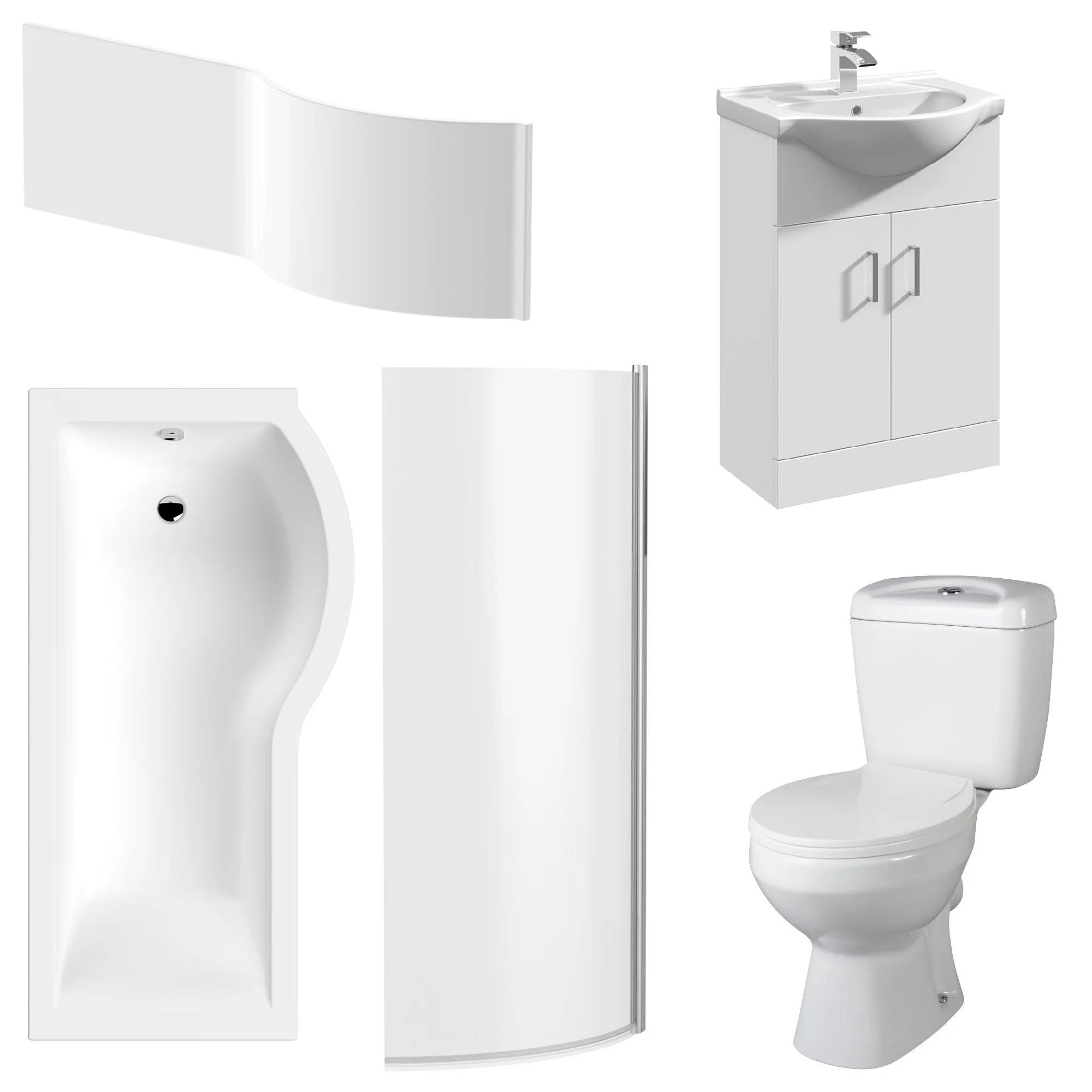 Melbourne Vanity 1500mm P Shape Shower Bathroom Suite - Image 2