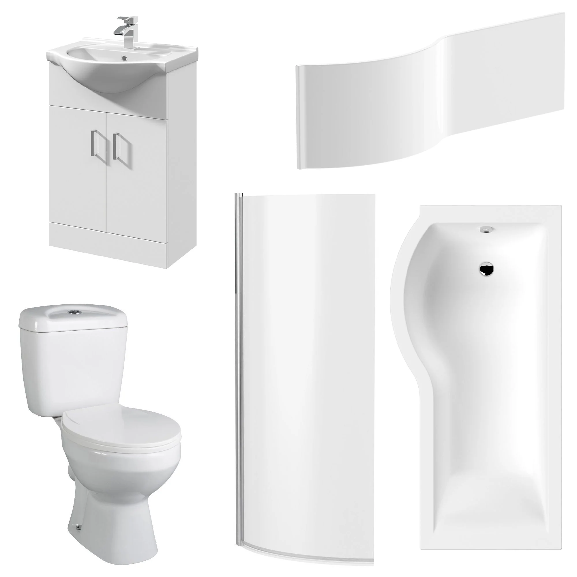 Melbourne Vanity 1500mm P Shape Shower Bathroom Suite