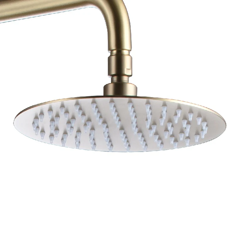 Messis Round Cool Touch Exposed Rigid Riser Thermostatic Shower Set - Brushed Brass - Image 3