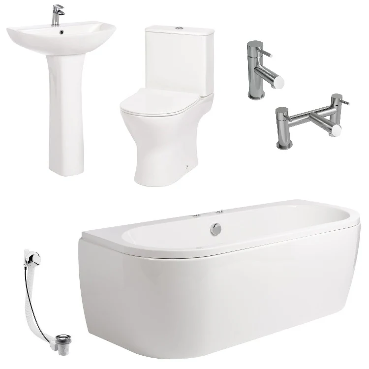 Misirlou 1700mm Shingle Complete Bathroom Suite - Chrome
