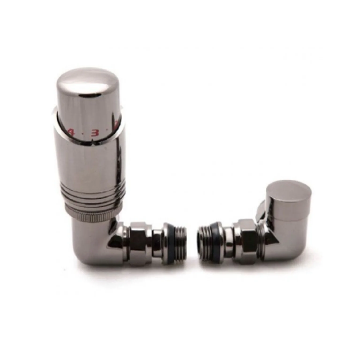Modal Thermostatic Corner Radiator Valve and LockShield - Oiled Bronze