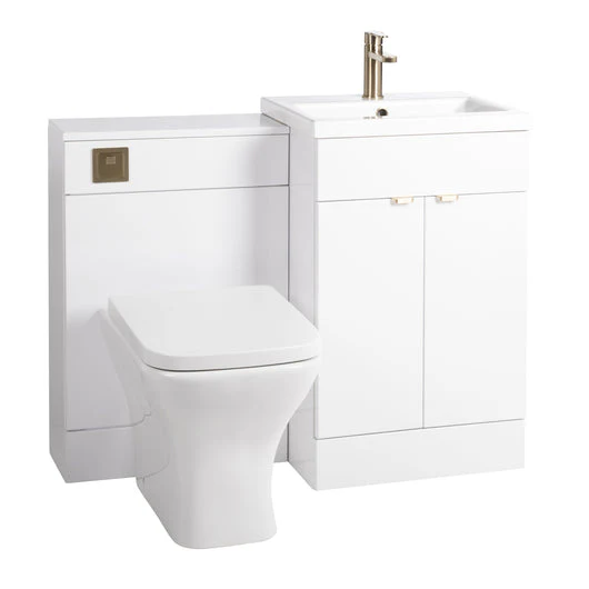 Monty 1700 L-Shaped Brushed Brass Combination Complete Bathroom Suite - Image 5