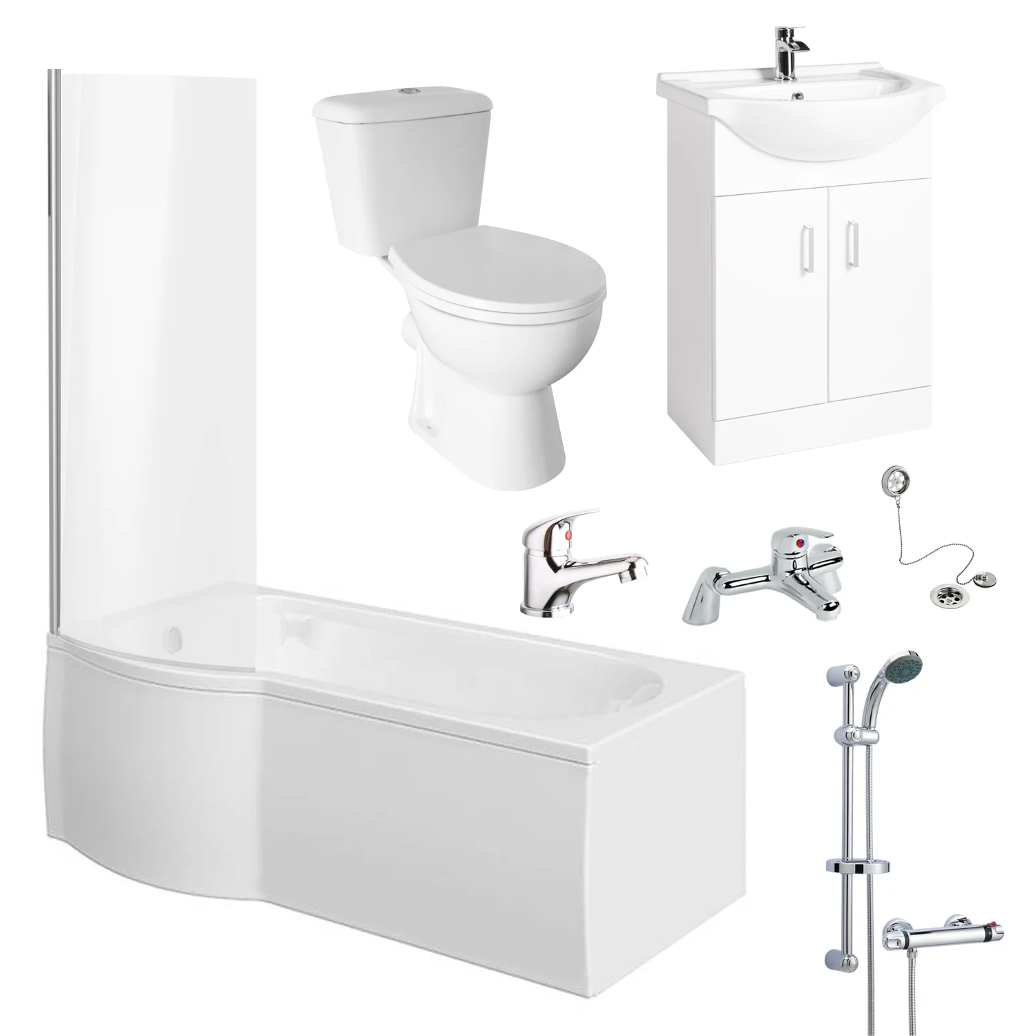 Monty 1700 P-Shaped Complete Vanity Bathroom Suite