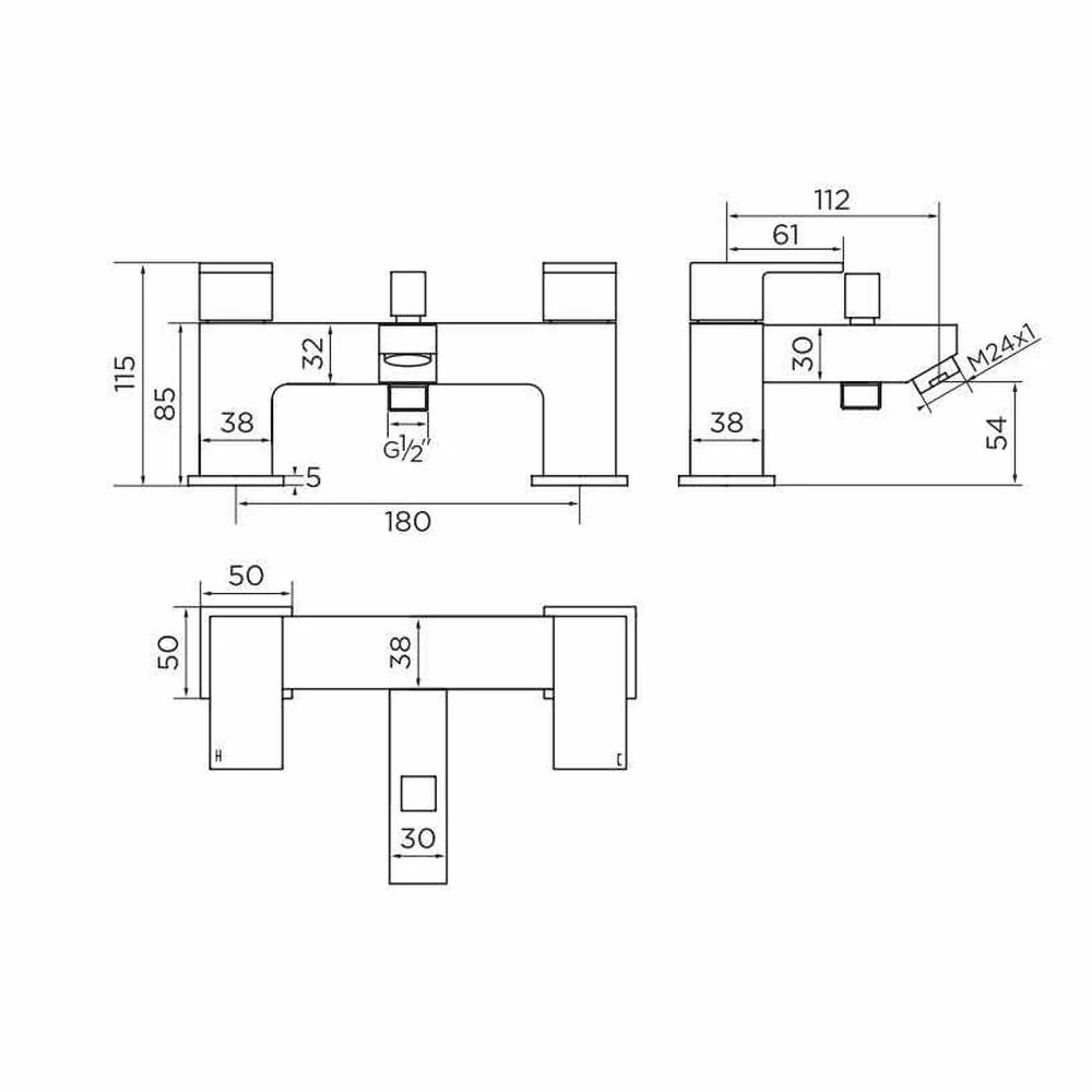 Niagara Edgeware Bath Shower Mixer - Chrome - Image 2