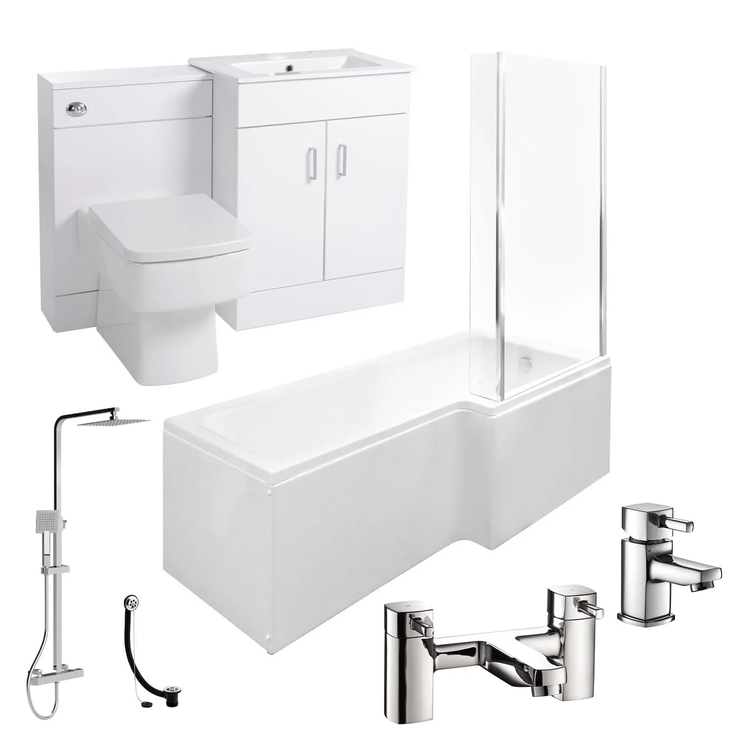 Nova 1500 L Shaped Complete Shower Bathroom Suite