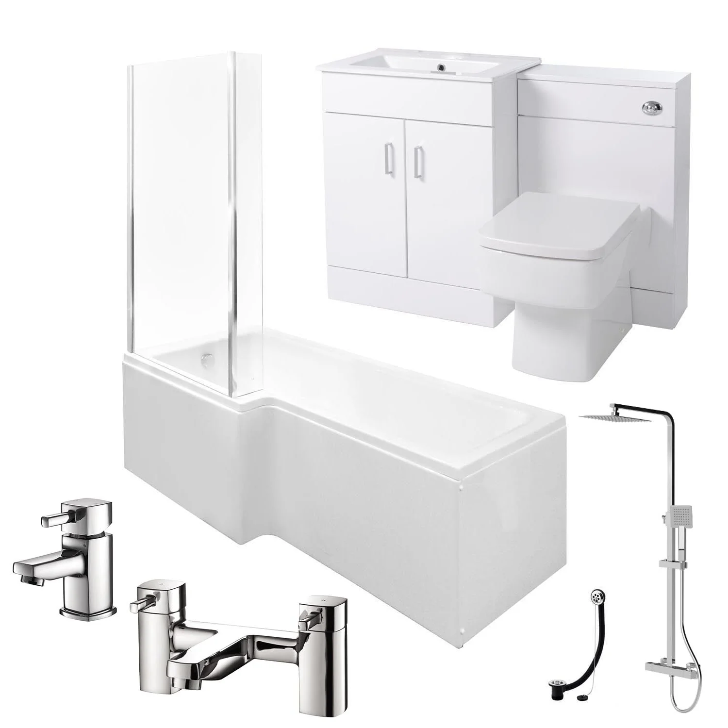 Nova 1500 L Shaped Complete Shower Bathroom Suite - Image 2