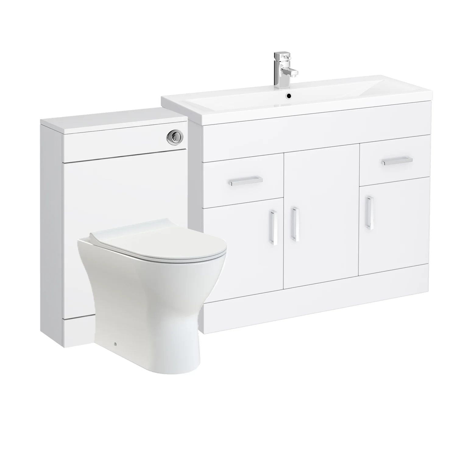 Nova 1500mm Vanity & WC Set - White - Image 2