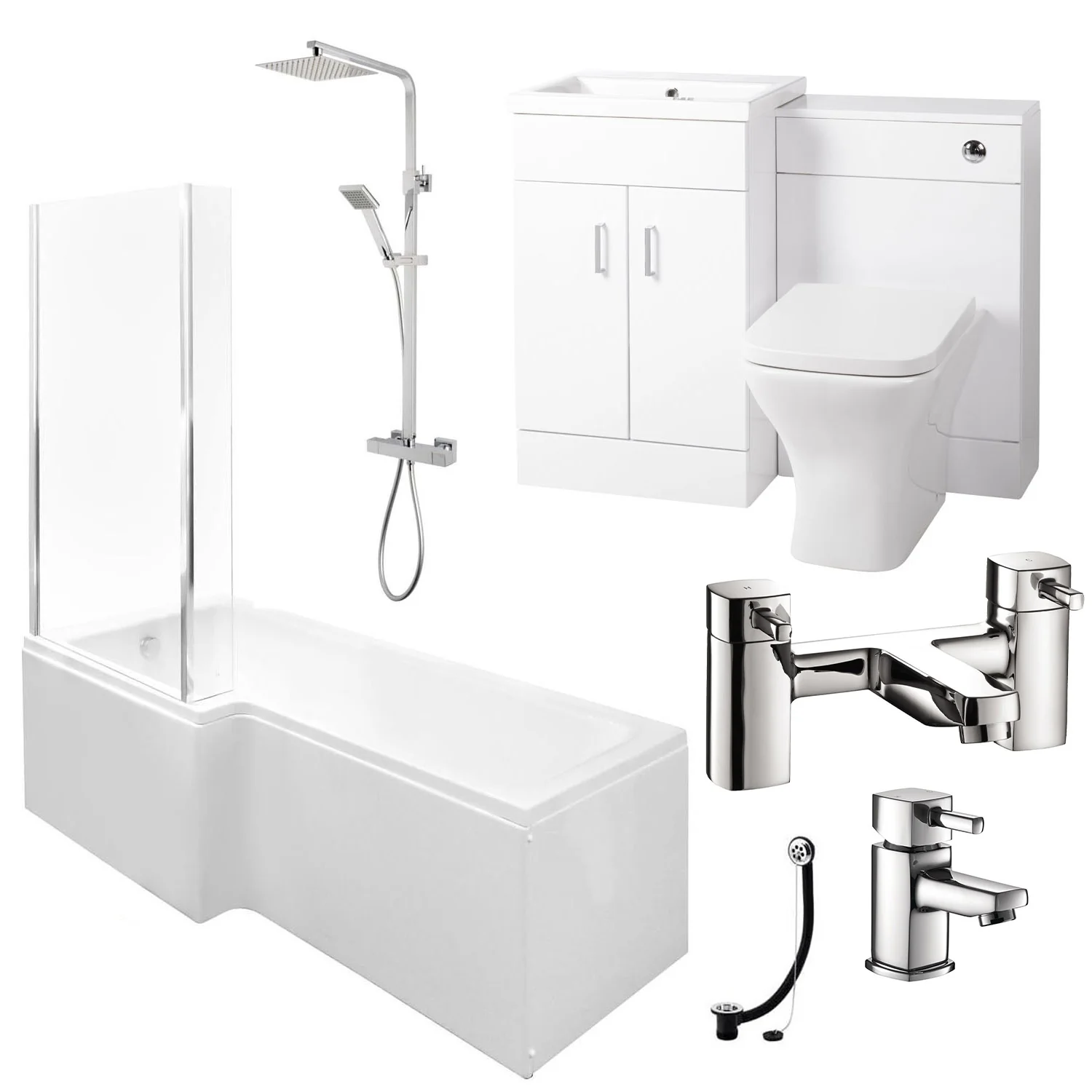 Nova 1600 L Shaped Complete Shower Bathroom Suite