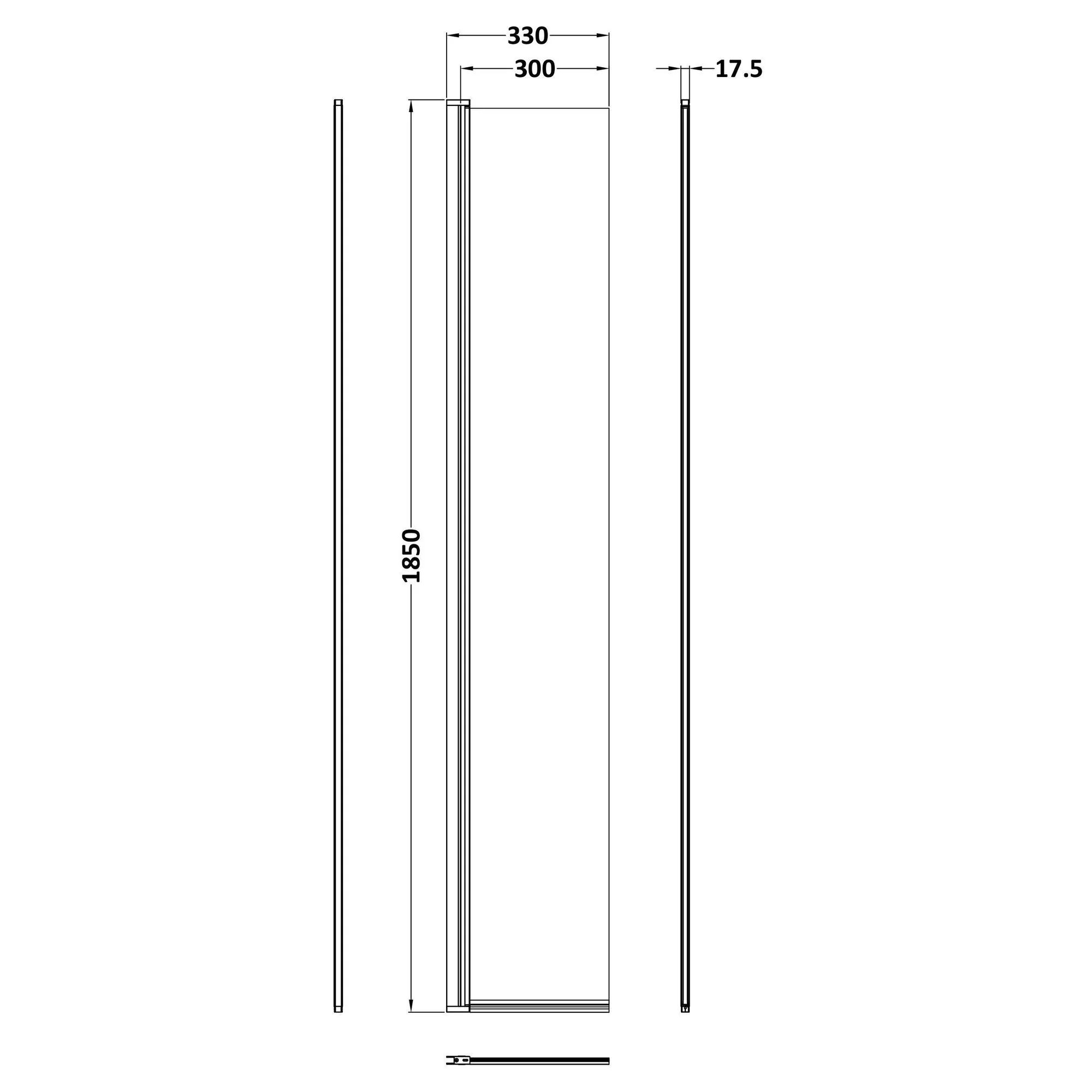 Nuie 1850 x 300 Semi-frameless Hinged Wetroom Screen - Brushed Bronze - Image 2