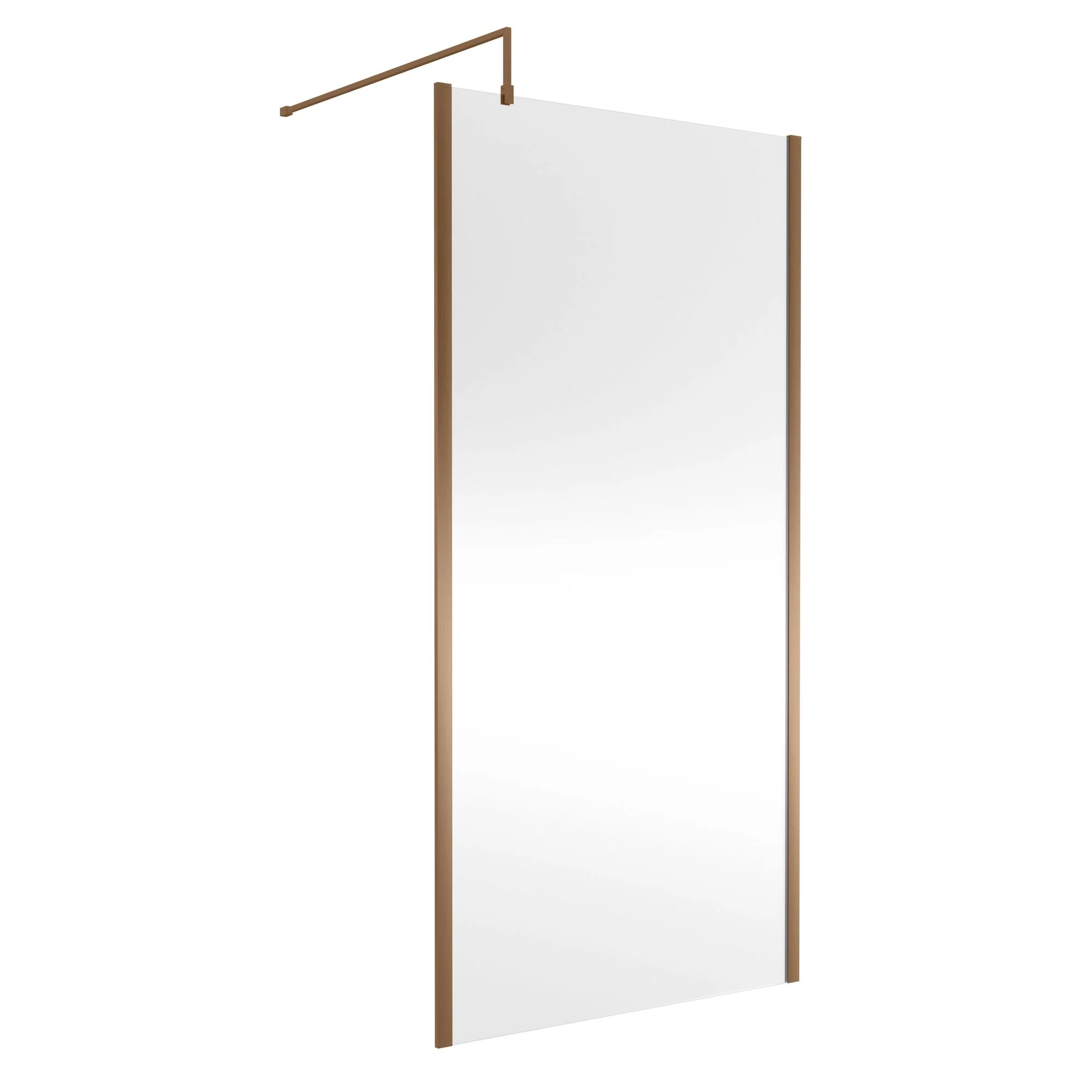 Nuie 1850x1000mm Outer Framed Wetroom Screen 8mm with Supported Bar - Brushed Bronze