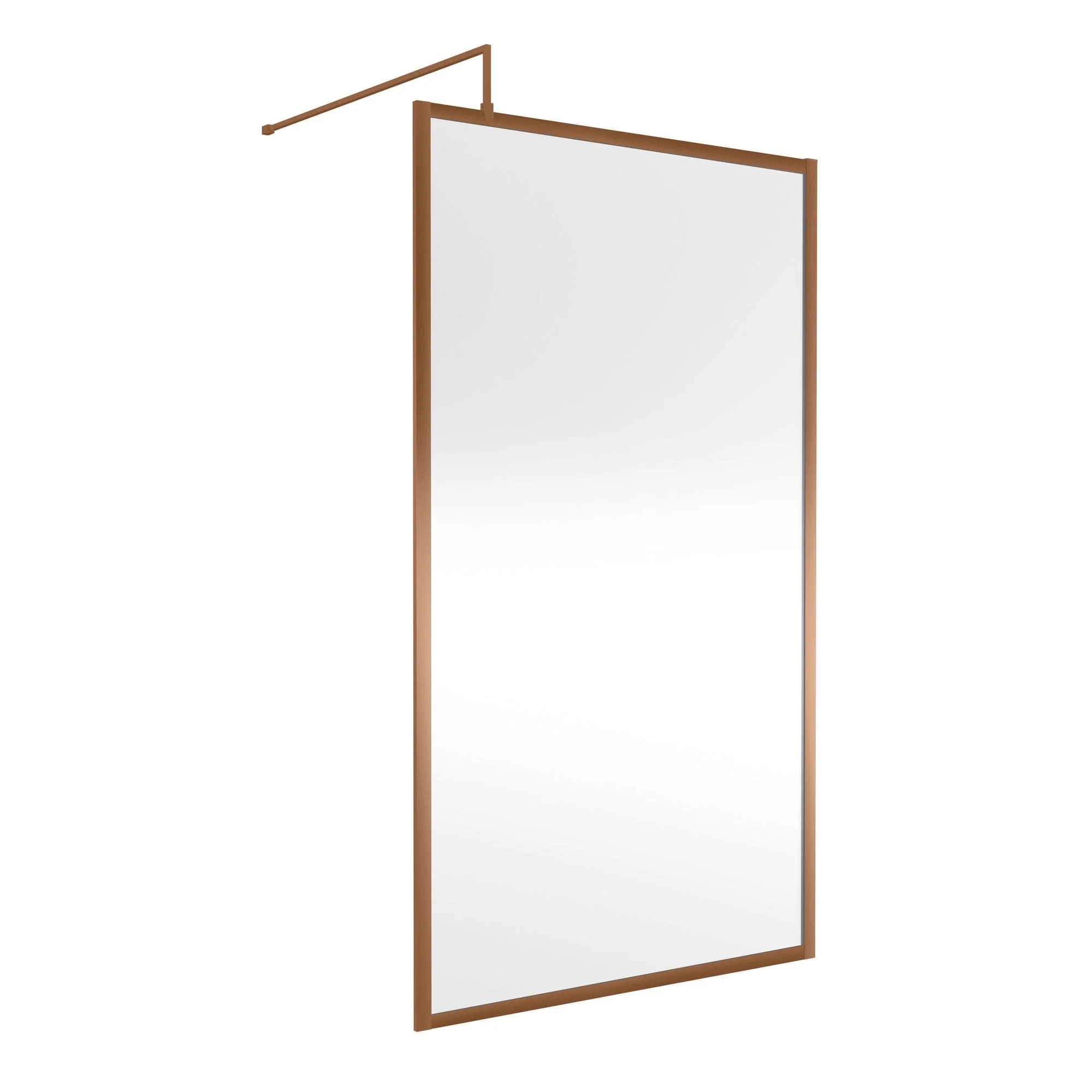 Nuie Full Outer Framed Wetroom Screen 1850x1100 8mm with Supported Bar - Brushed Bronze