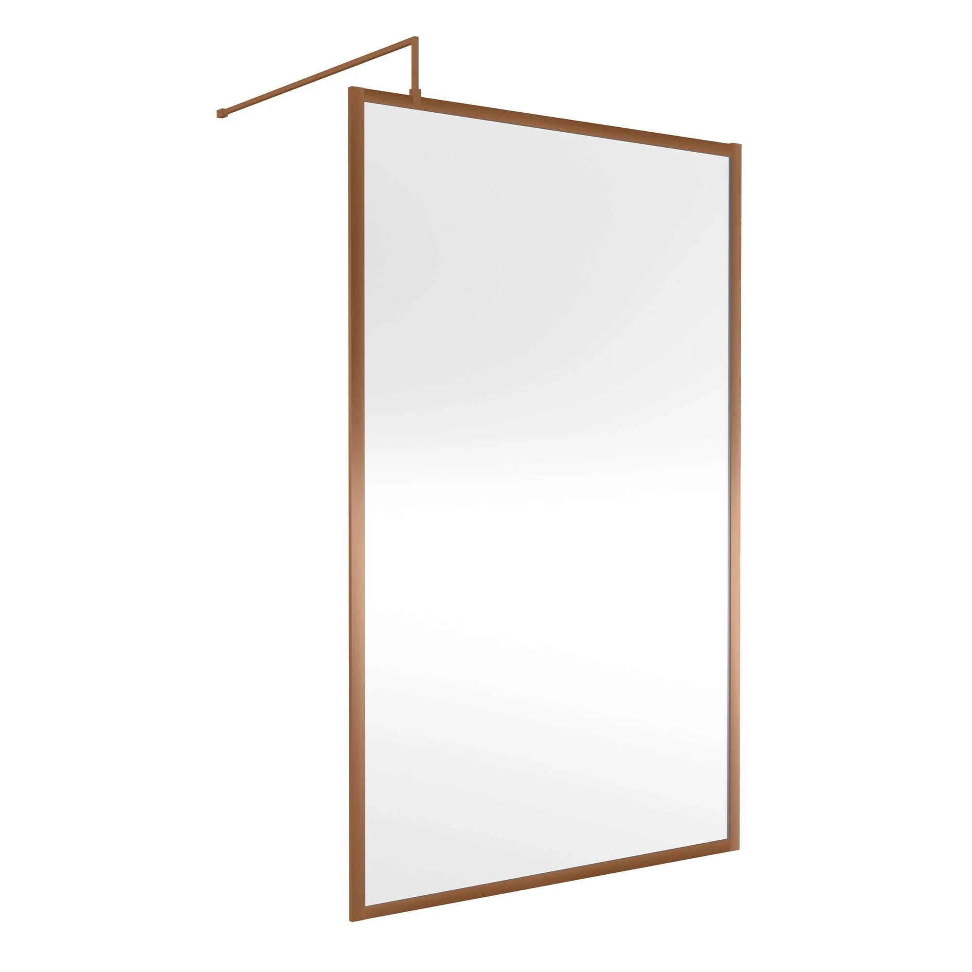 Nuie Full Outer Framed Wetroom Screen 1850x1200 8mm with Supported Bar - Brushed Bronze