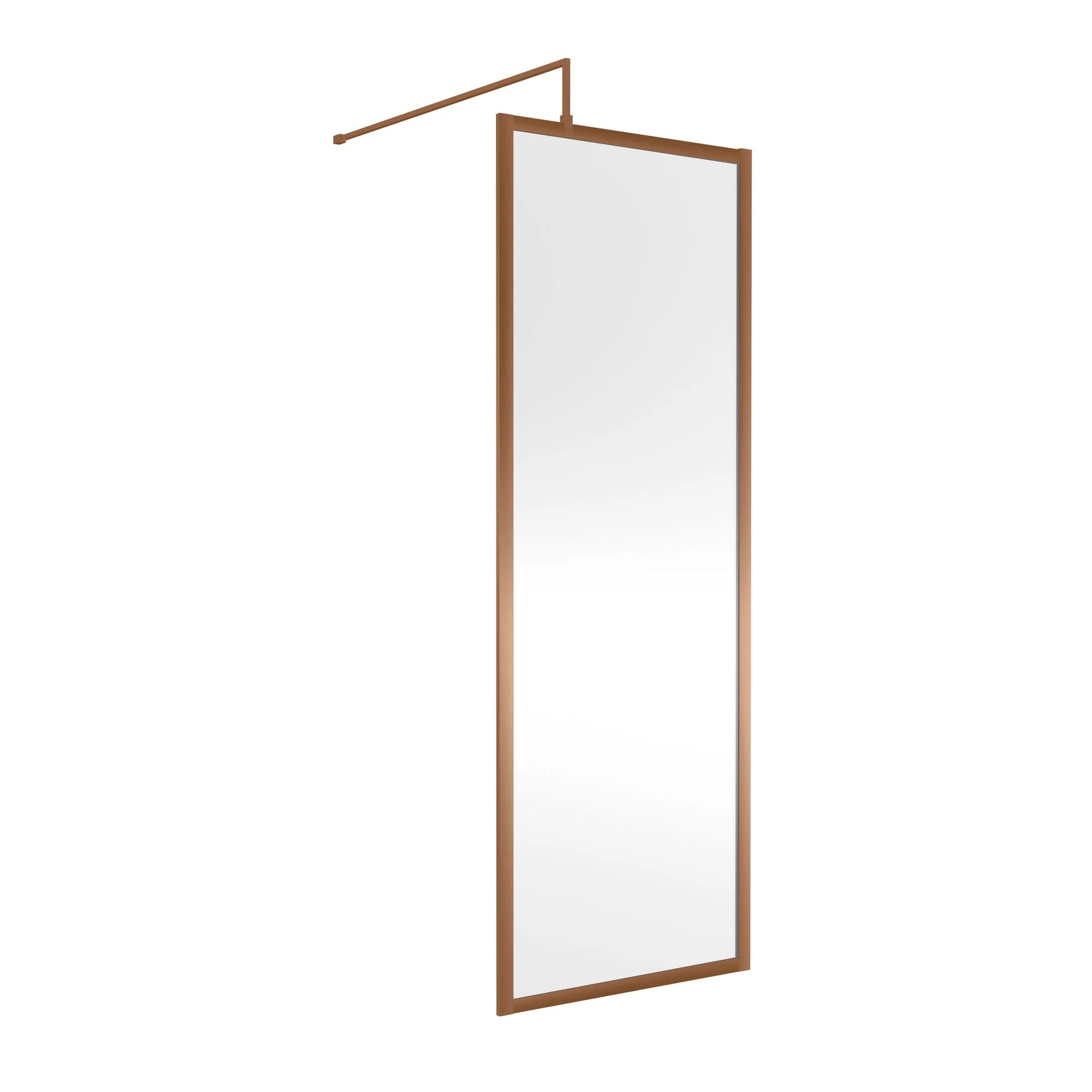 Nuie Full Outer Framed Wetroom Screen 1850x700 8mm with Supported Bar - Brushed Bronze