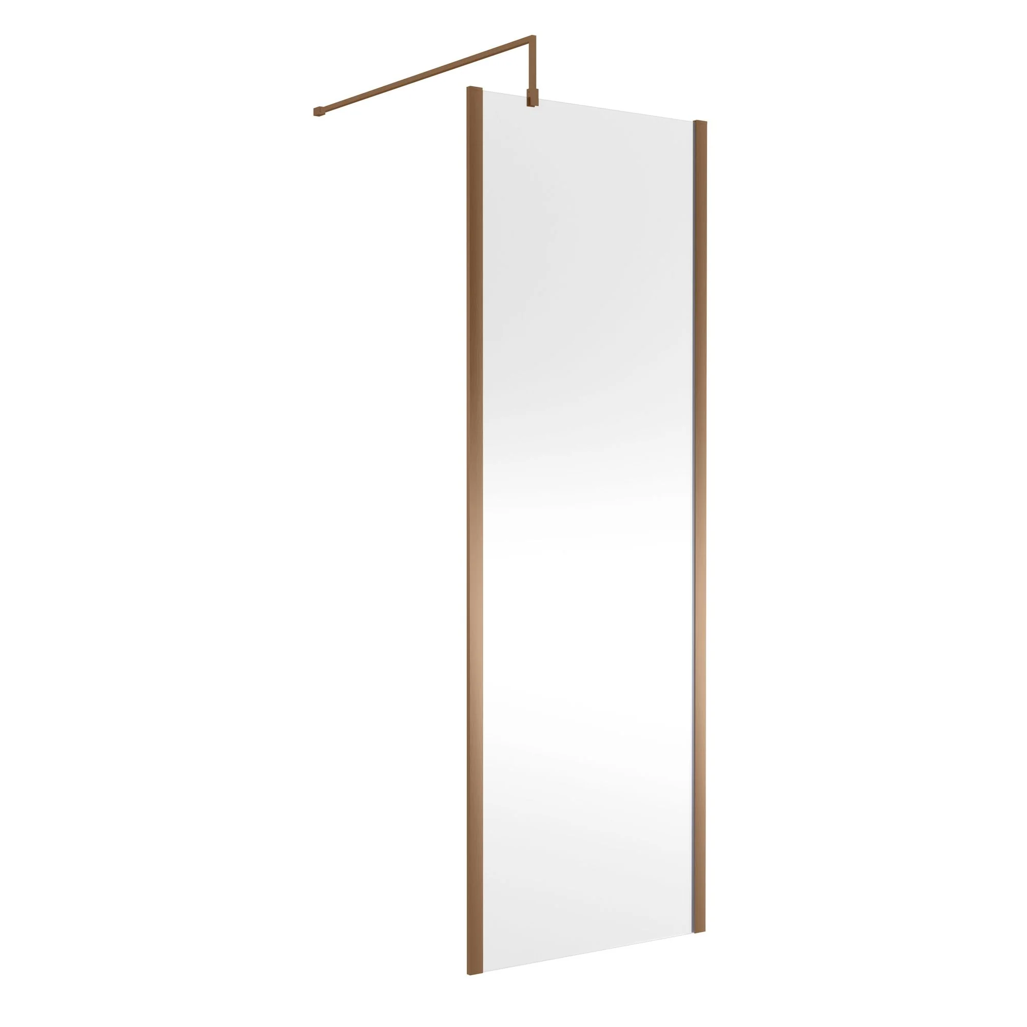 Nuie 1850x700mm Outer Framed Wetroom Screen 8mm with Supported Bar - Brushed Bronze