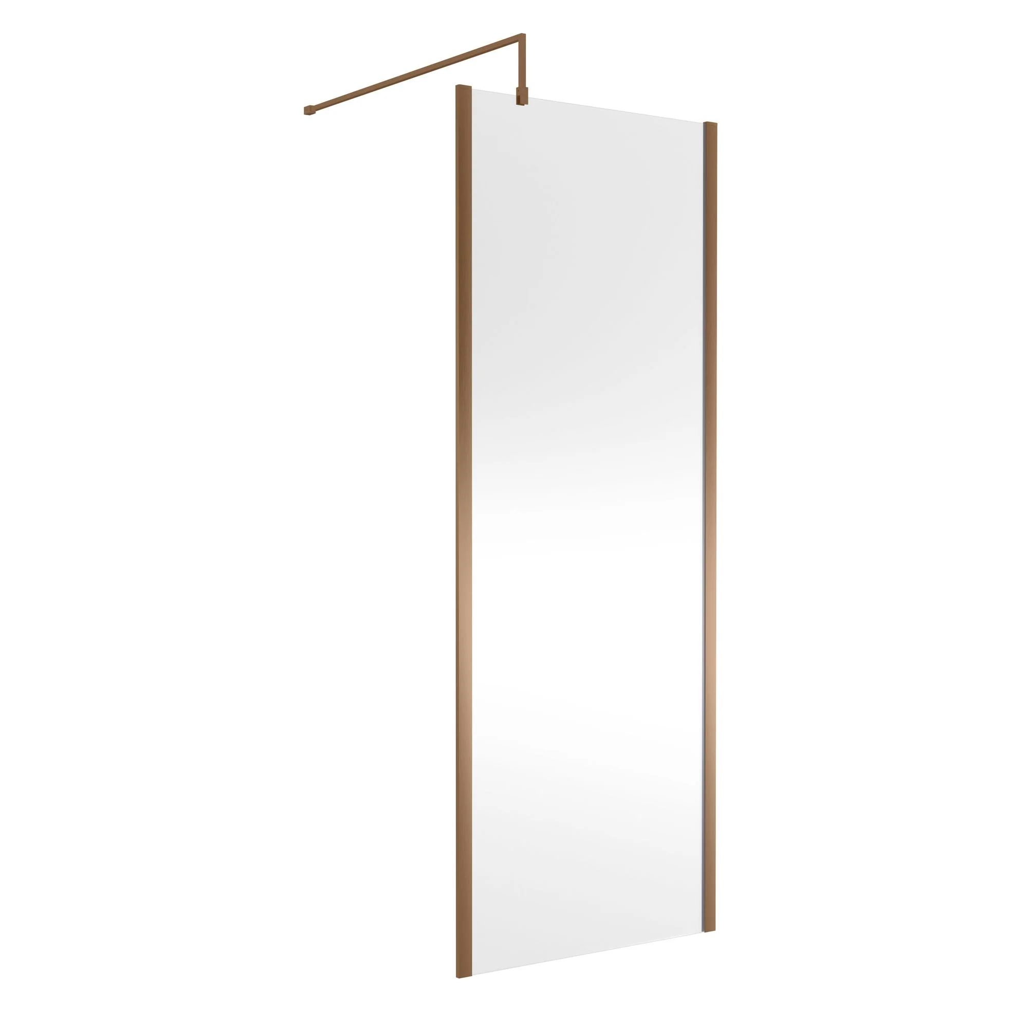 Nuie 1850x760mm Outer Framed Wetroom Screen 8mm with Supported Bar - Brushed Bronze