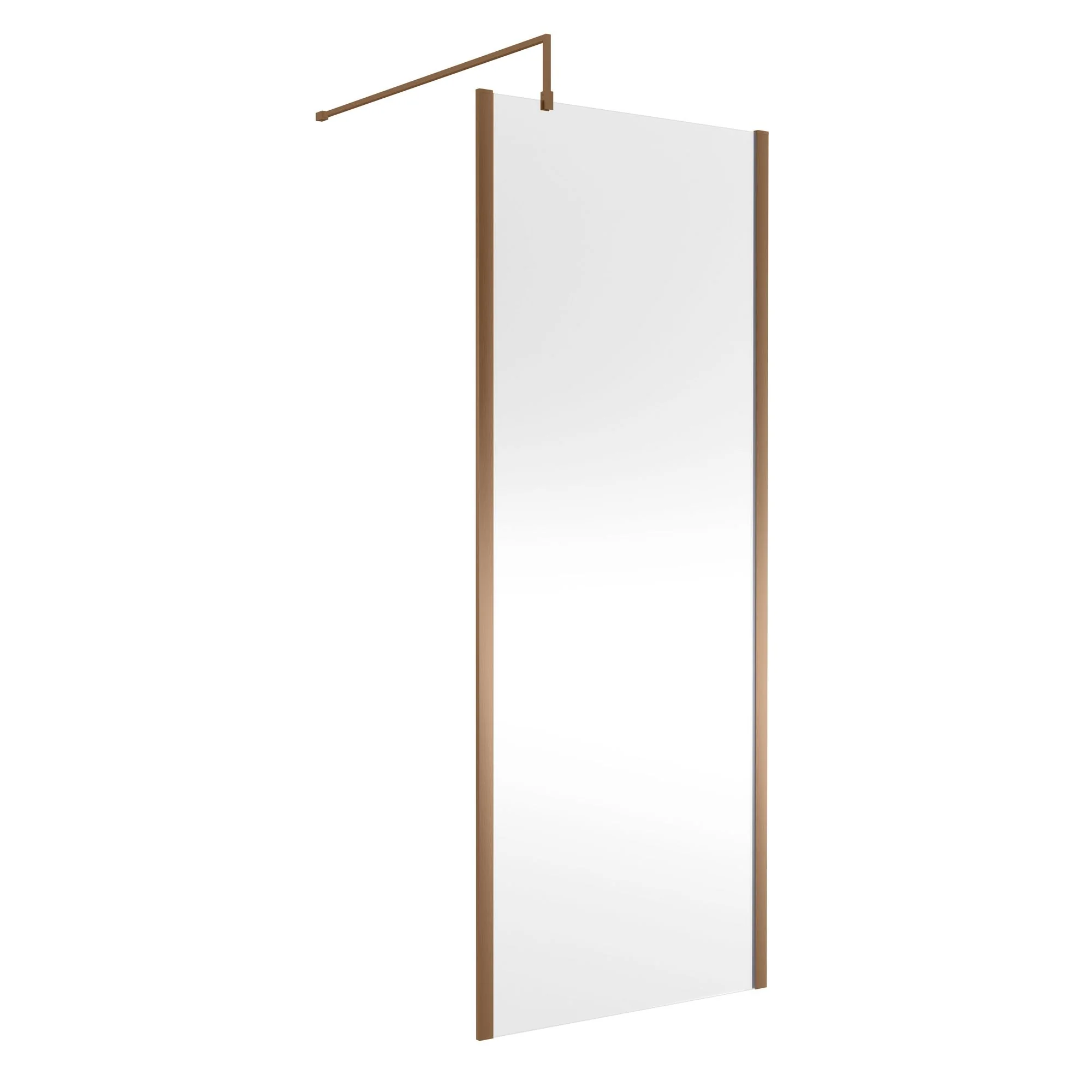 Nuie 1850x800mm Outer Framed Wetroom Screen 8mm with Supported Bar - Brushed Bronze
