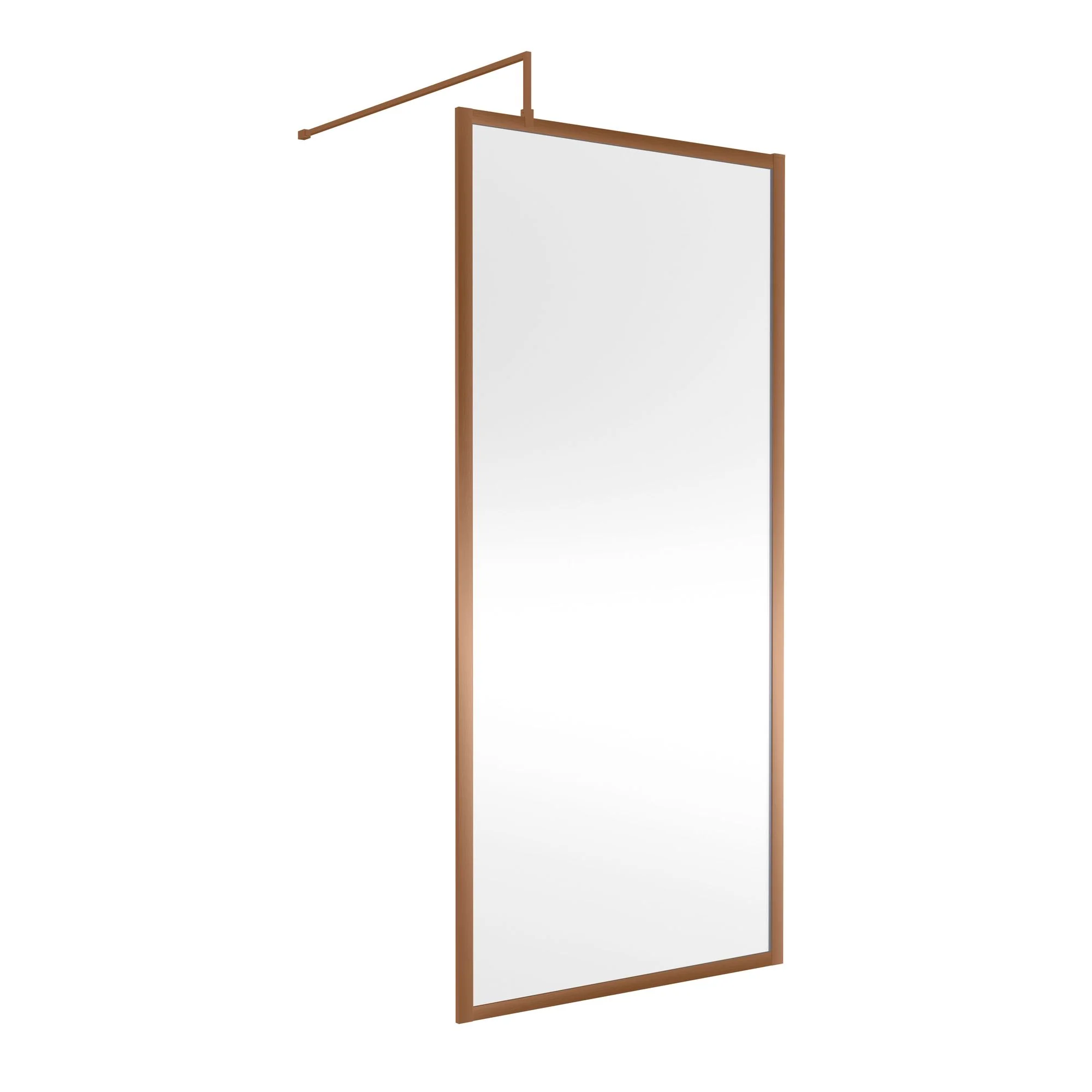 Nuie Full Outer Framed Wetroom Screen 1850x900 8mm with Supported Bar - Brushed Bronze
