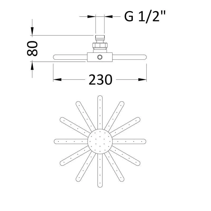 Nuie 230mm Cloudburst Fixed Shower Head - Image 2